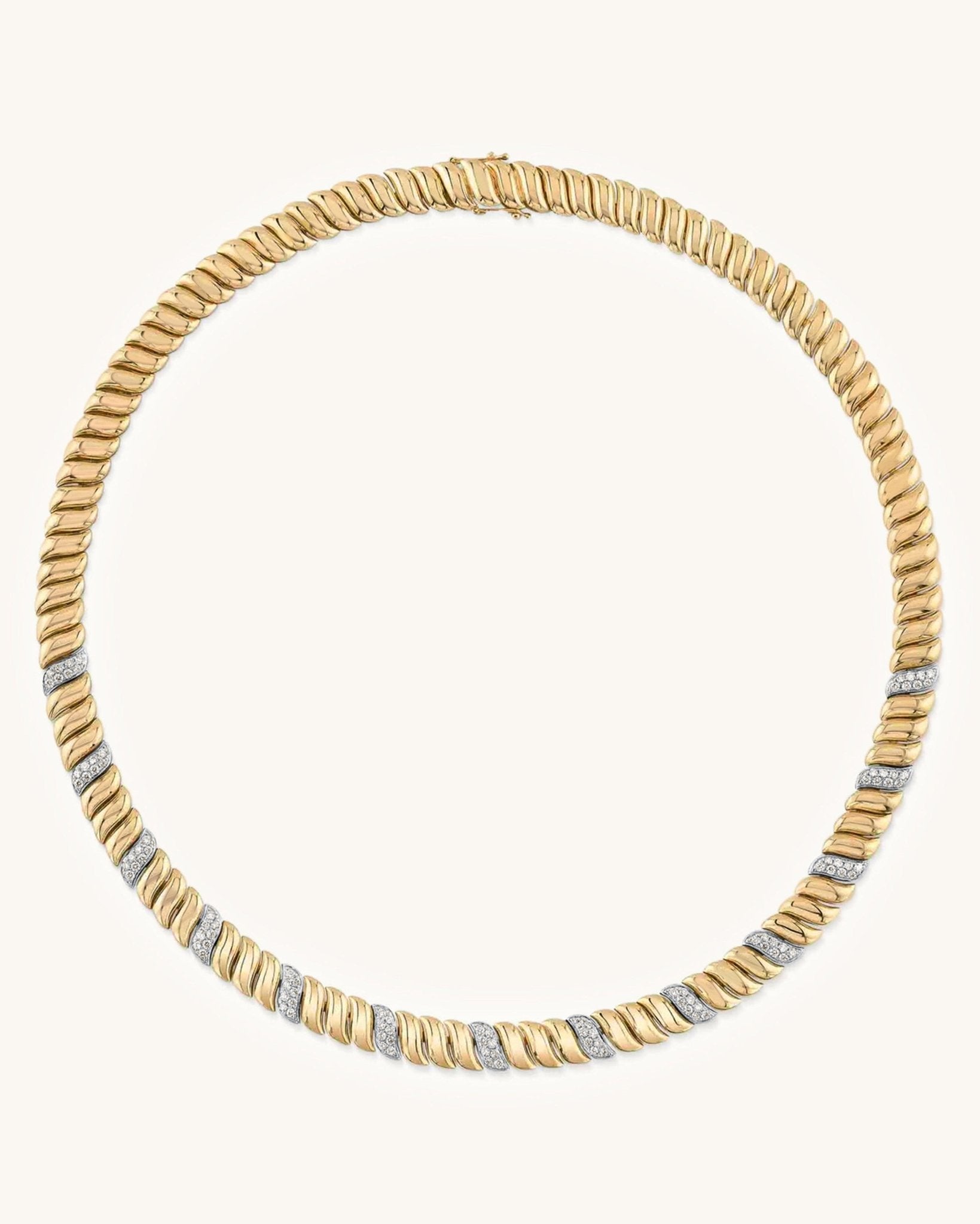 1.77CT Diamond and Gold Ribbed Necklace - Sparkle Society