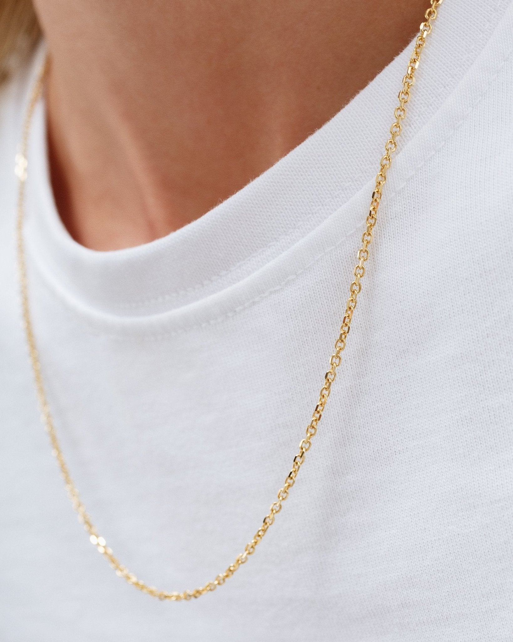 1.8mm Solid Gold Cable Chain - Sparkle Society