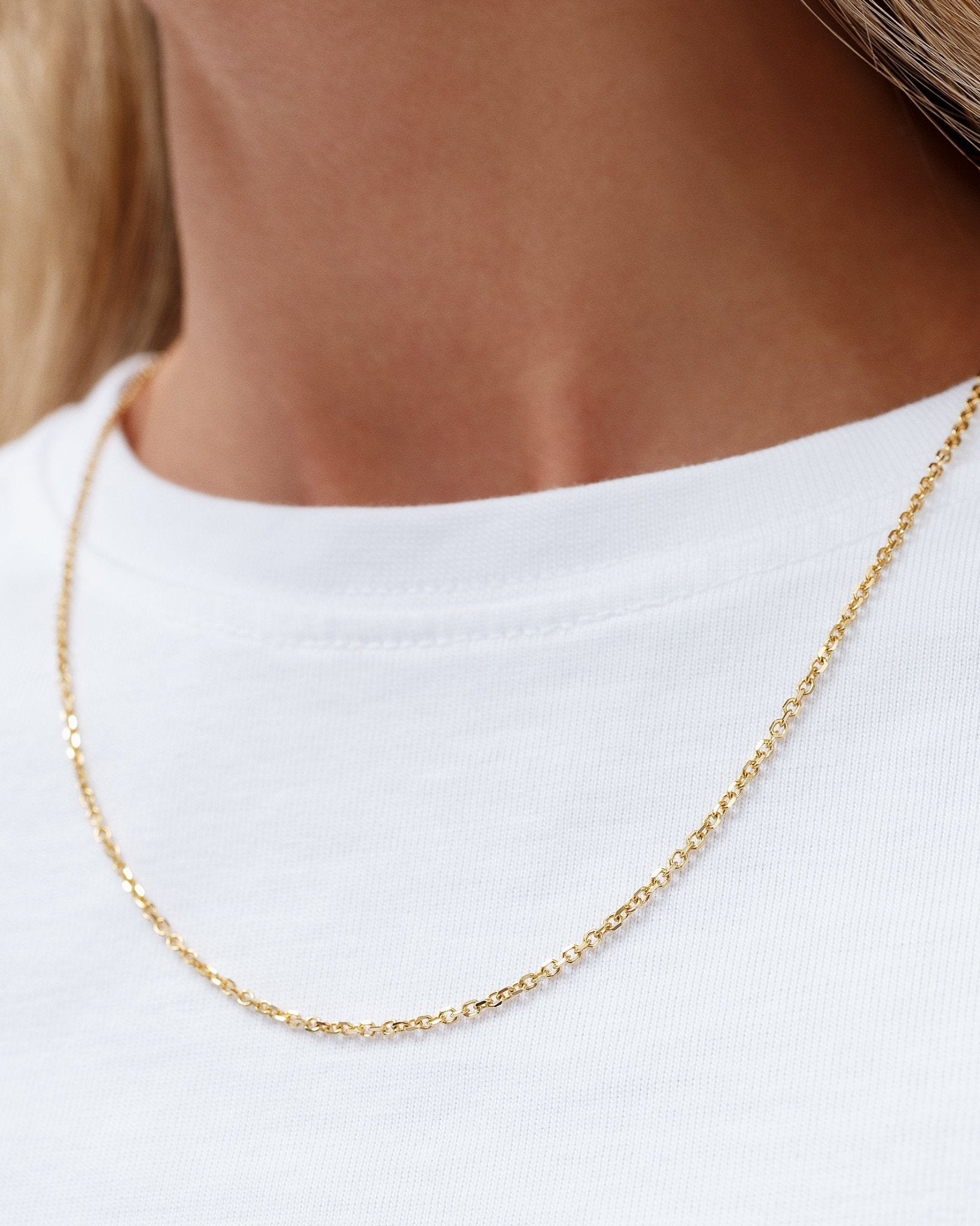 1.8mm Solid Gold Cable Chain - Sparkle Society