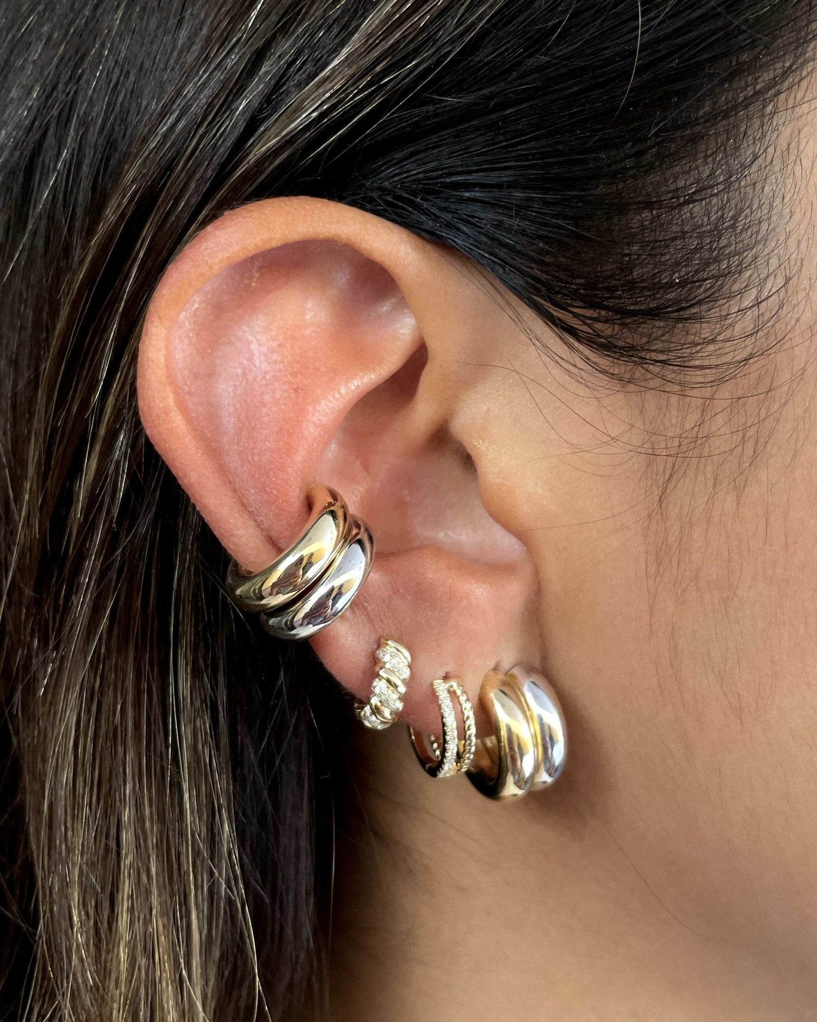 4mm Hollow Gold Tube Ear Cuff - Sparkle Society