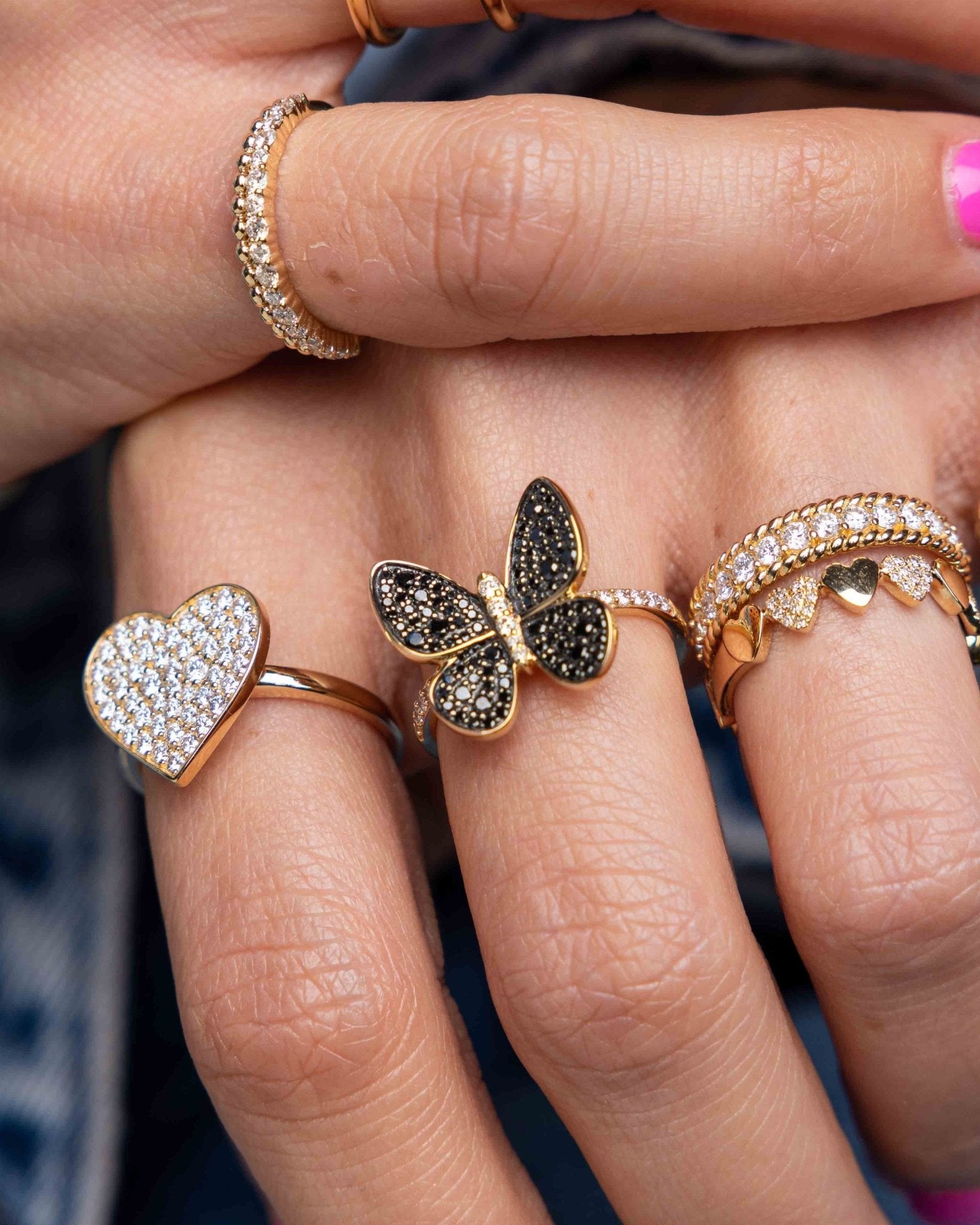 Black Diamond Butterfly Ring - Sparkle Society