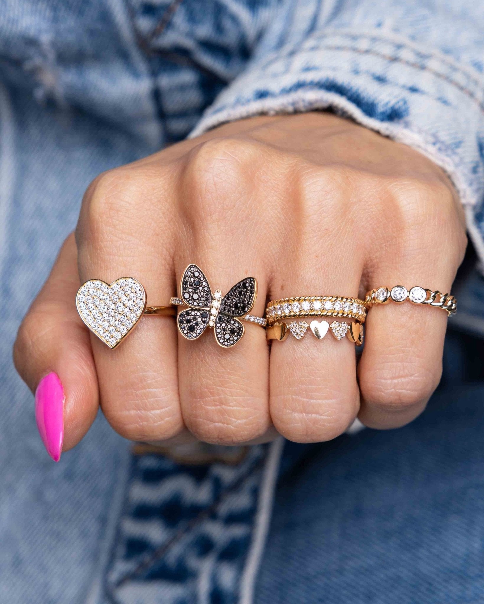 Black Diamond Butterfly Ring - Sparkle Society