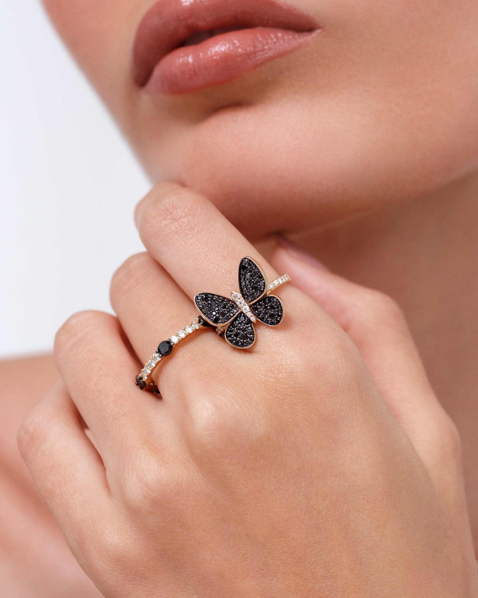 Black Diamond Butterfly Ring - Sparkle Society