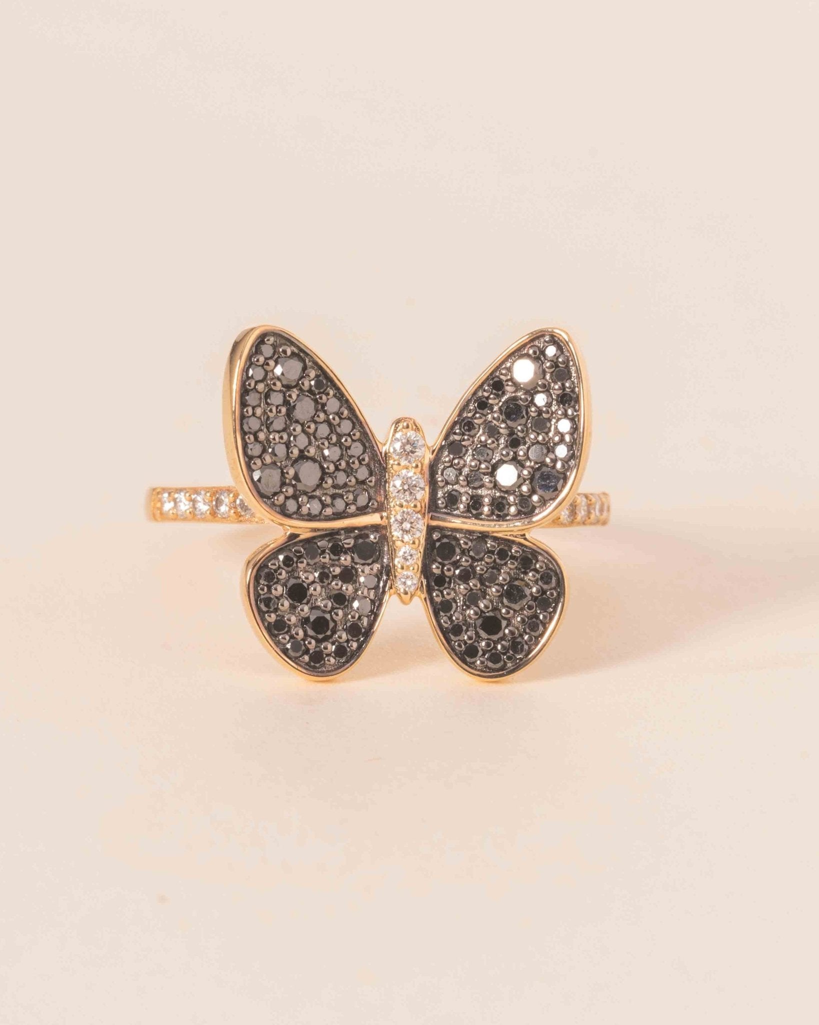 Black Diamond Butterfly Ring - Sparkle Society