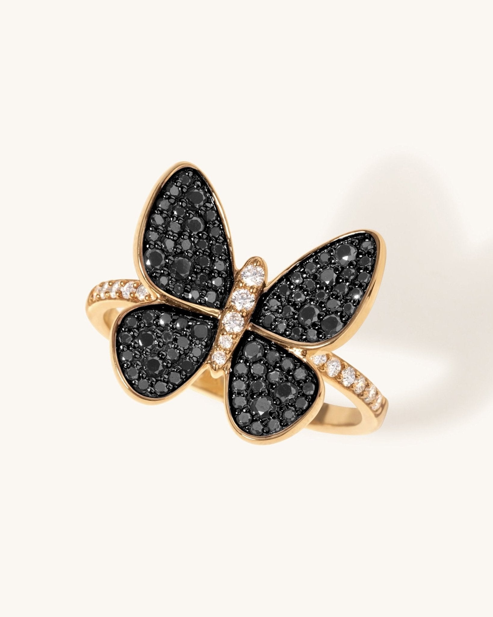 Black Diamond Butterfly Ring - Sparkle Society