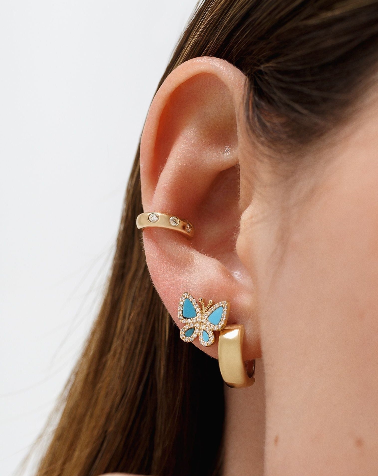 Chunky Gold and Diamond Ear Cuff - Sparkle Society