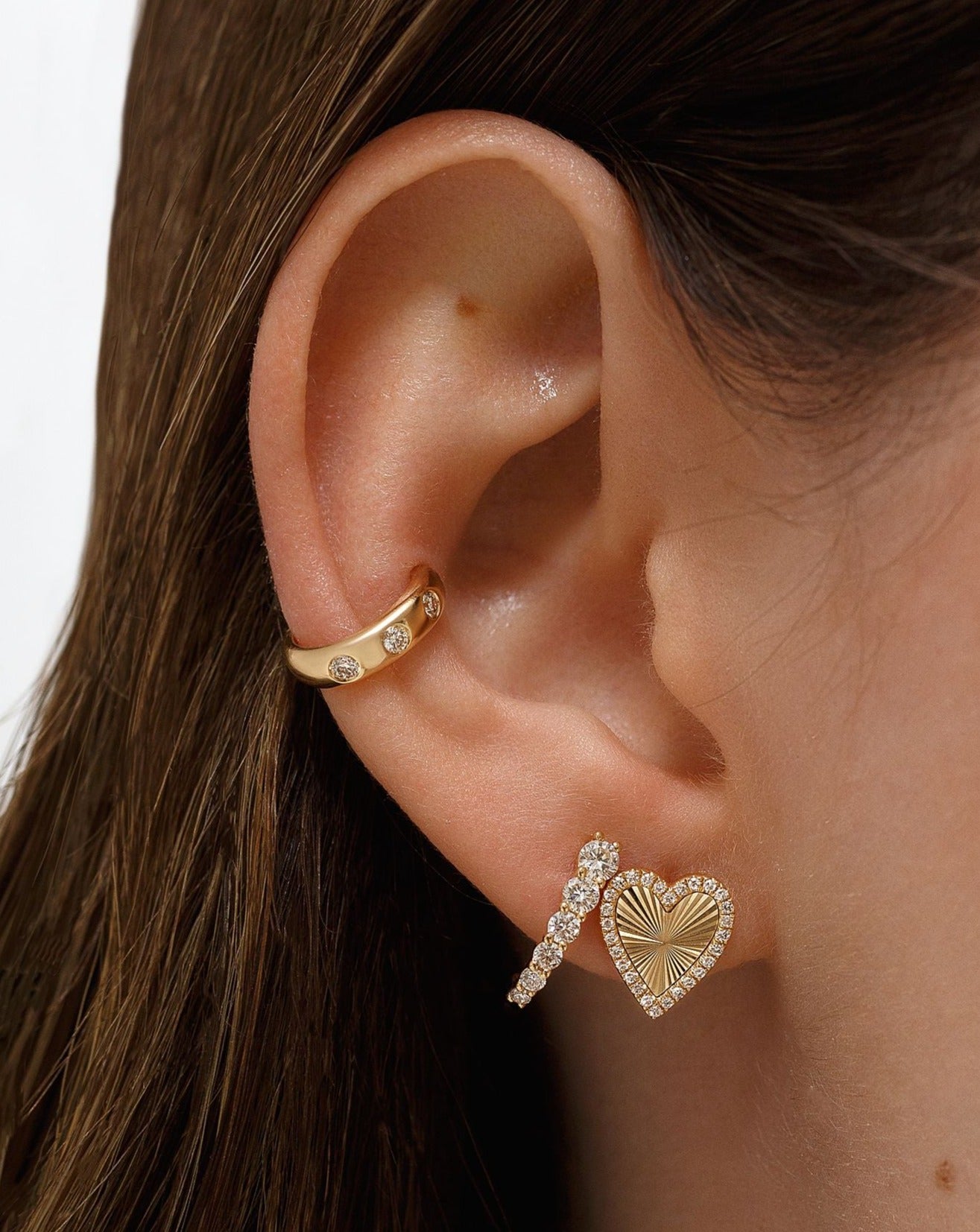 Chunky Gold and Diamond Ear Cuff - Sparkle Society