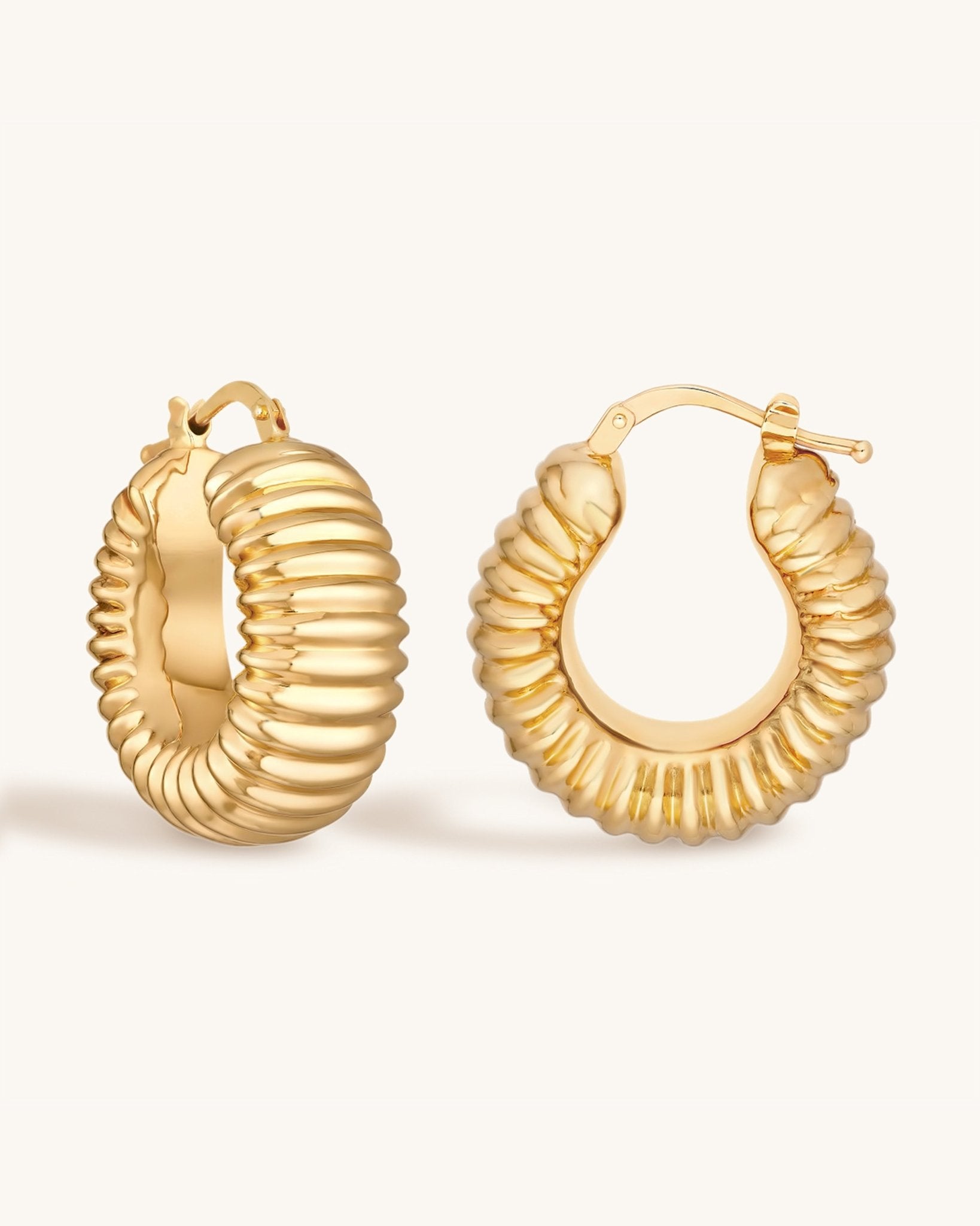 Chunky Gold Ribbed Hoops - Sparkle Society