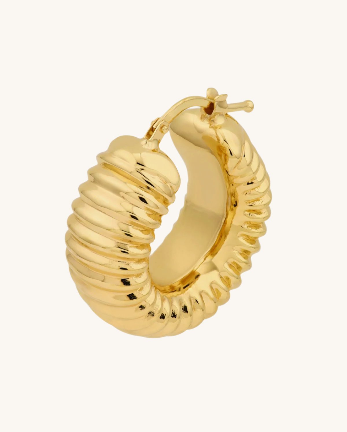 Chunky Gold Ribbed Hoops - Sparkle Society