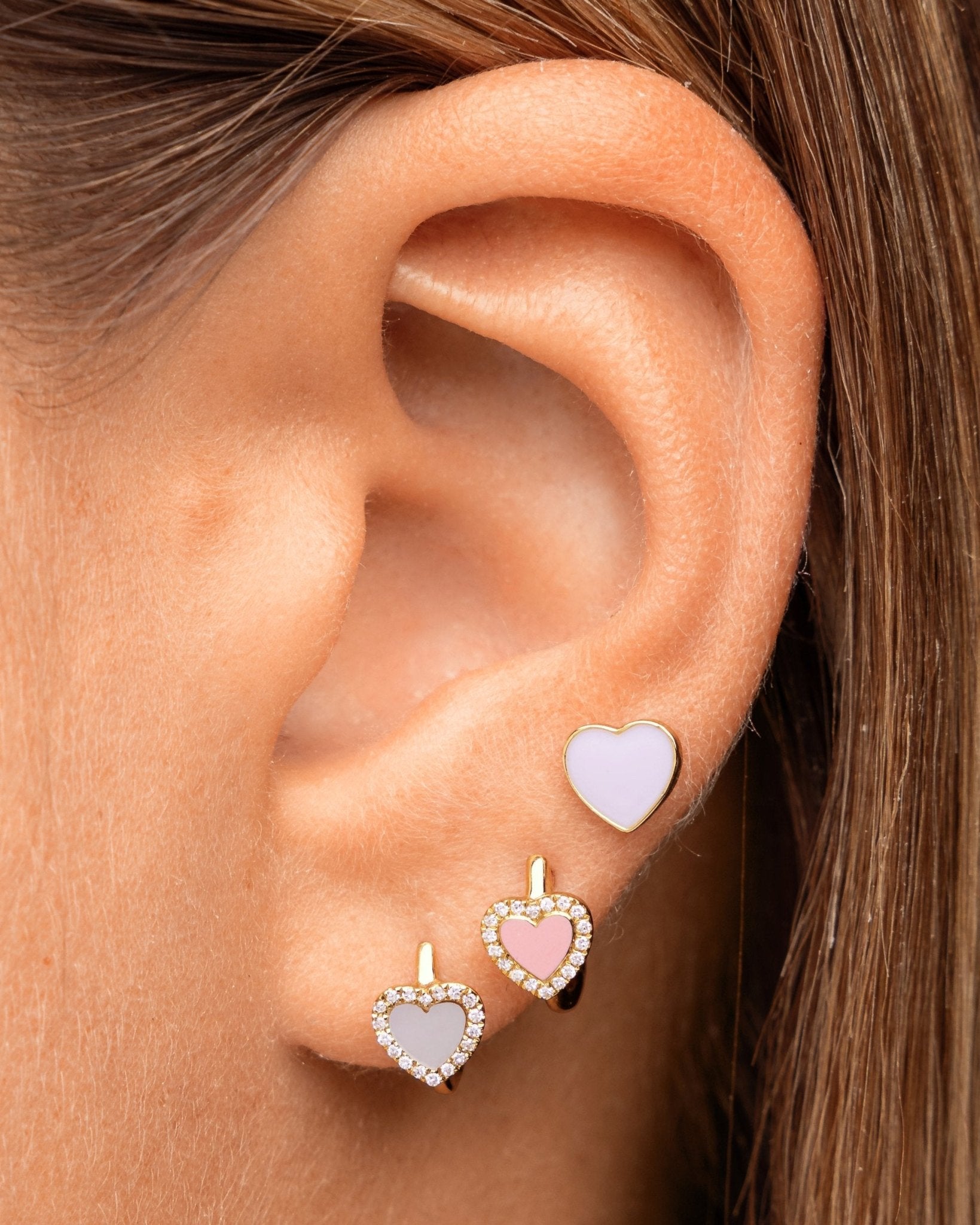 Delicate Enamel Heart Studs - Sparkle Society