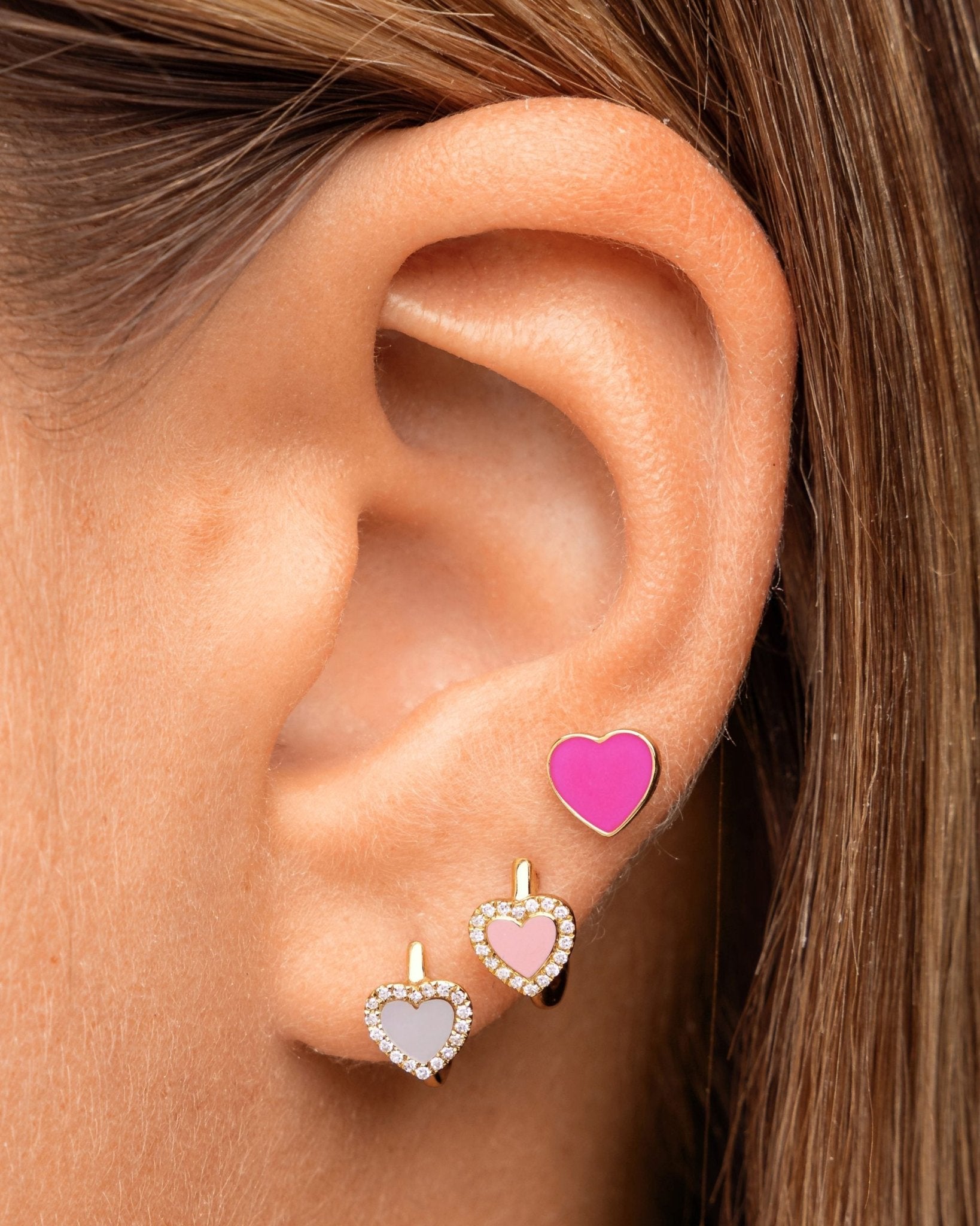 Delicate Enamel Heart Studs - Sparkle Society