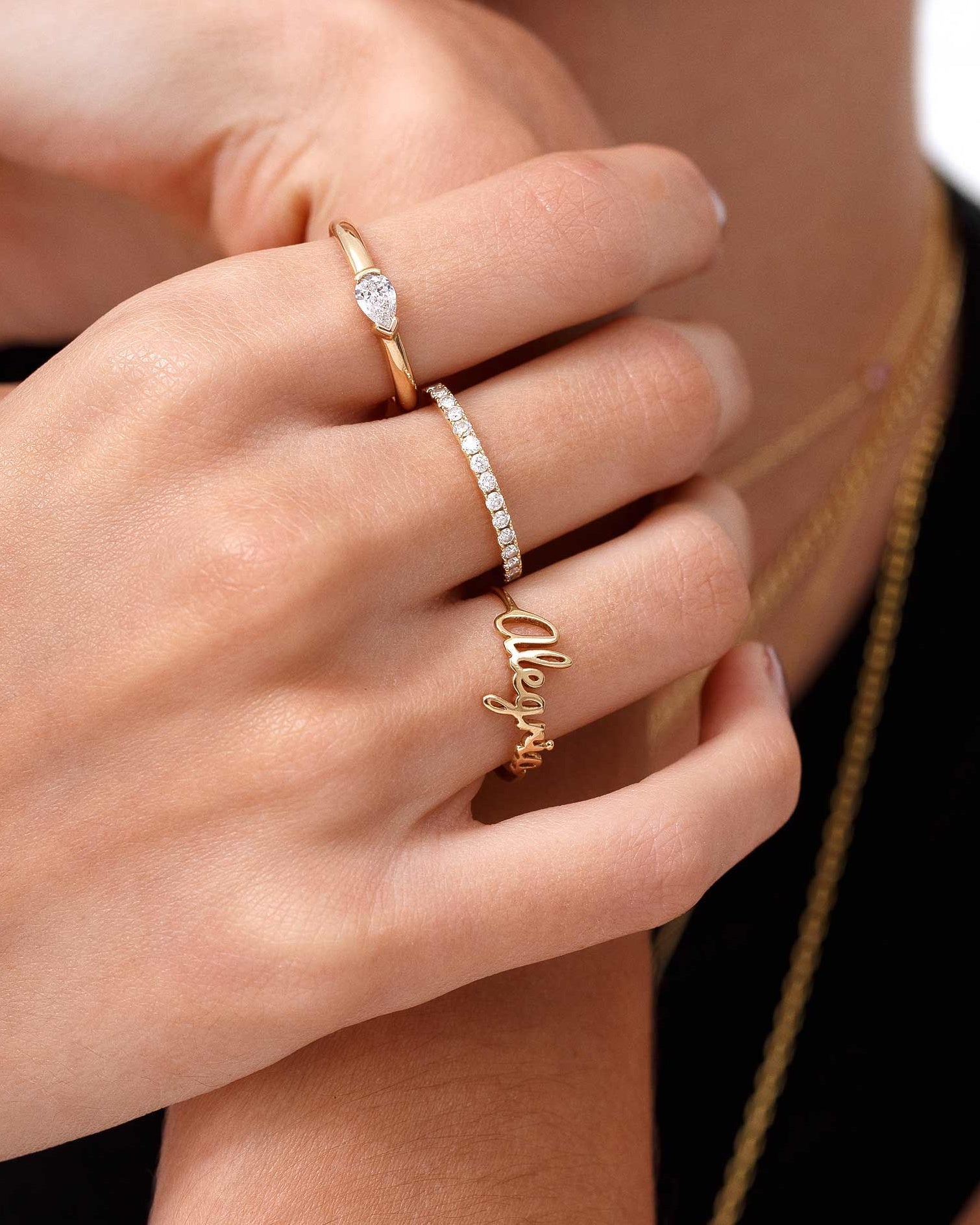 Delicate Gold Wire Name Ring - Sparkle Society