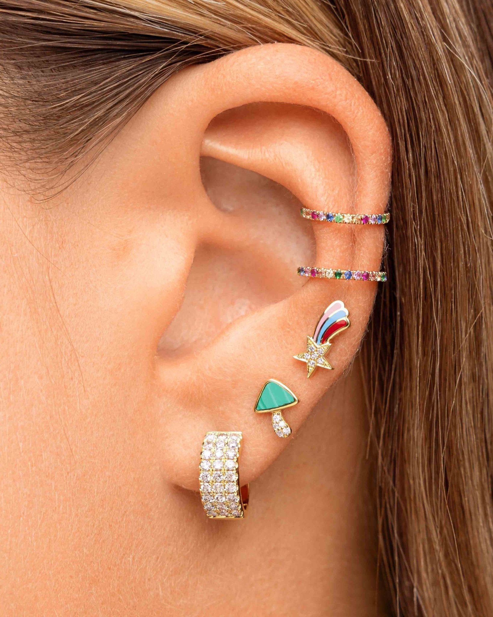 Diamond And Enamel Shooting Star Studs - Sparkle Society