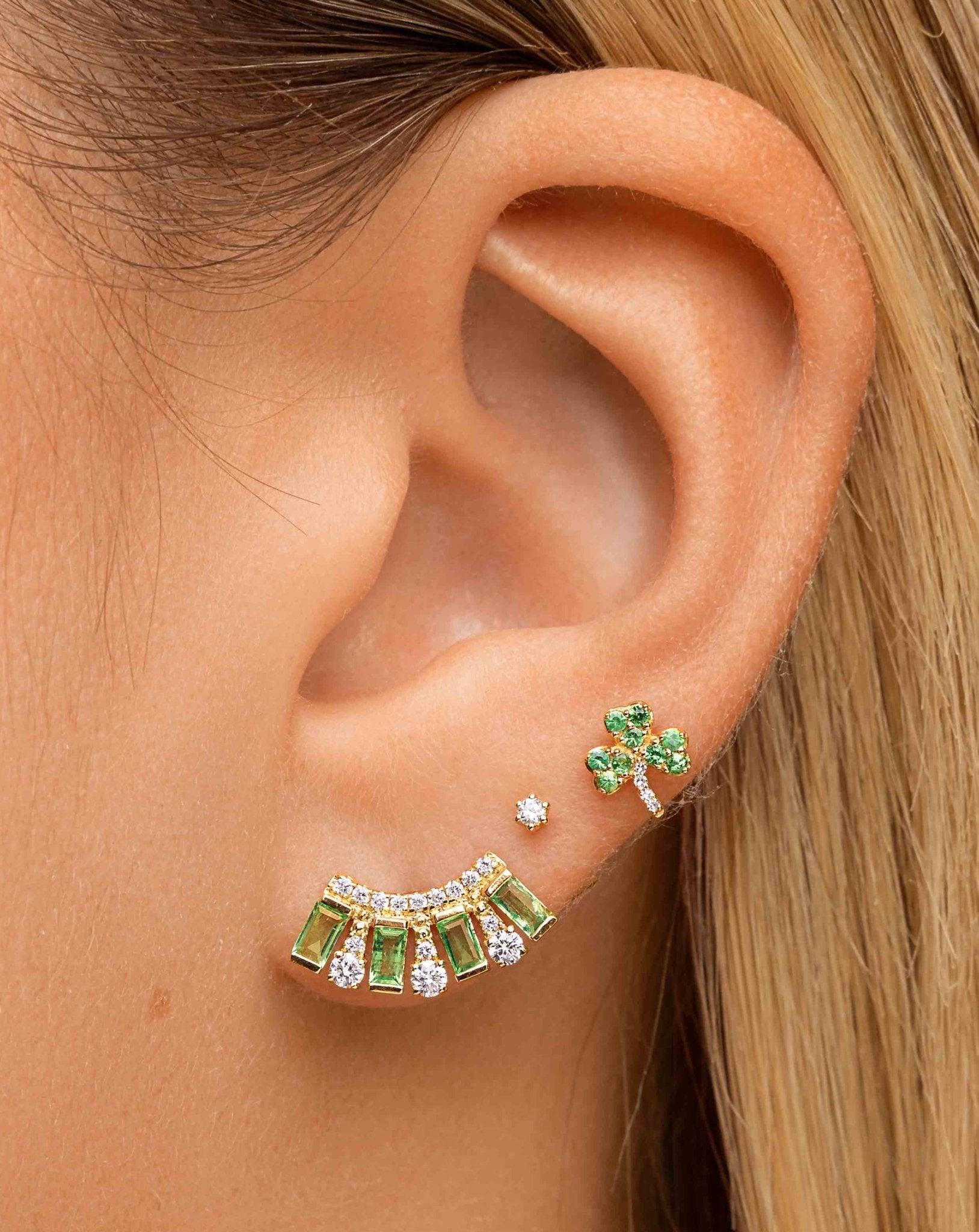 Diamond and Gemstone Baguette Studs - Sparkle Society