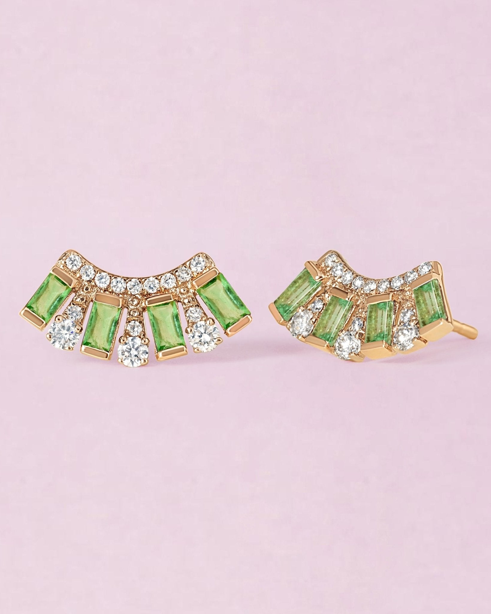 Diamond and Gemstone Baguette Studs - Sparkle Society