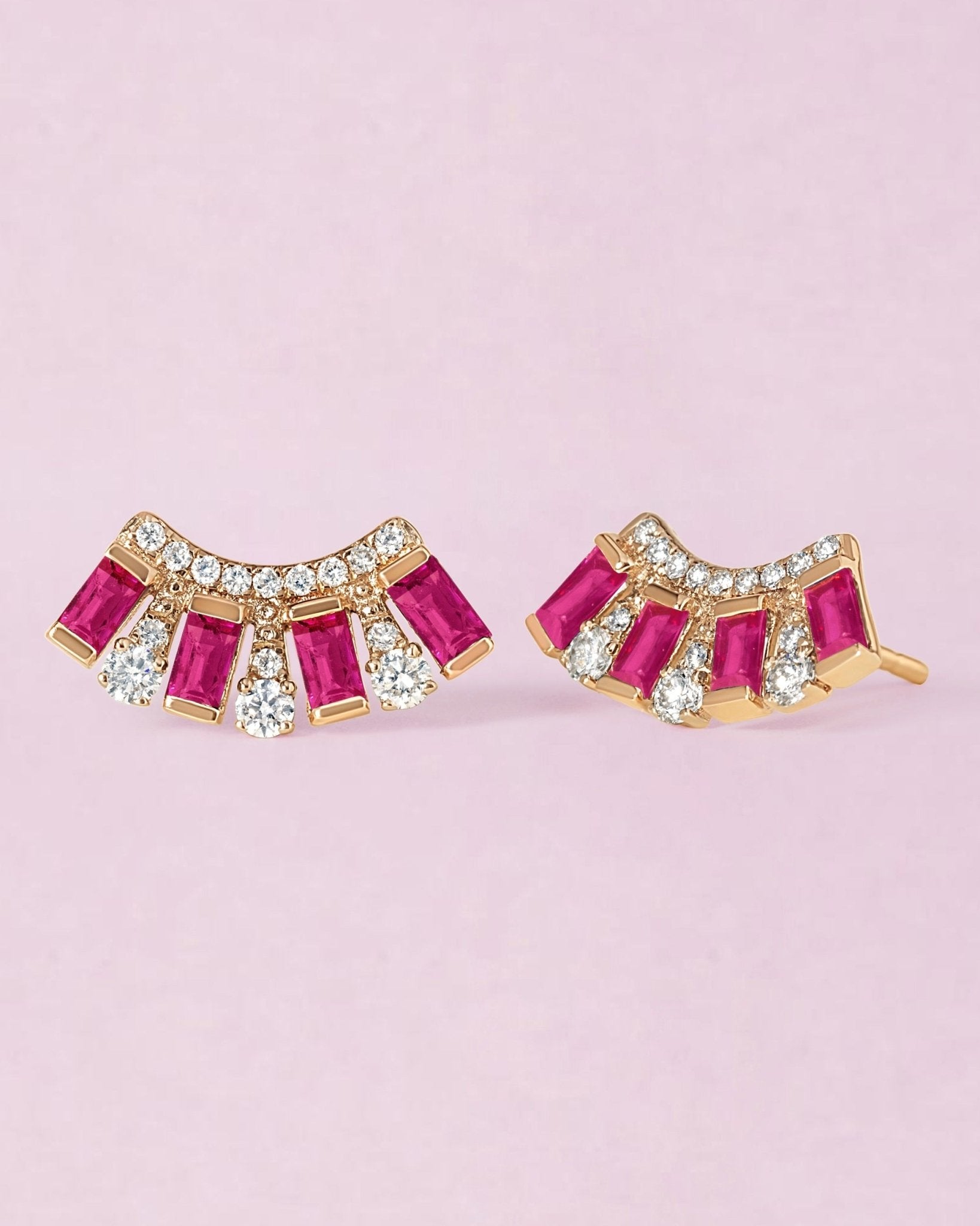 Diamond and Gemstone Baguette Studs - Sparkle Society