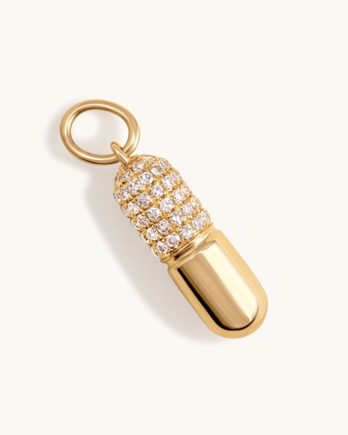 Diamond and Gold Pill Necklace Charm - Sparkle Society