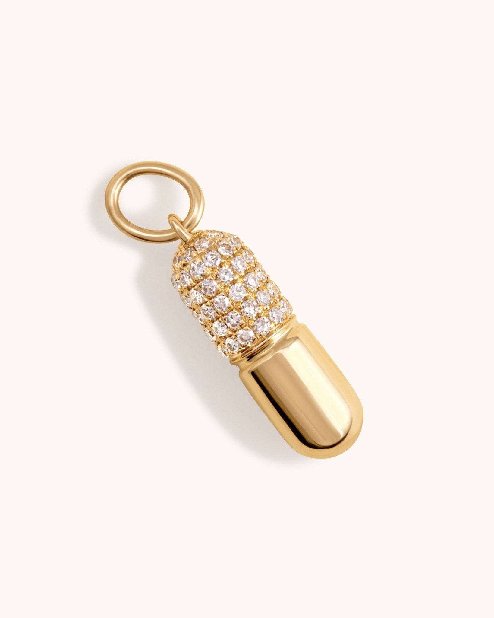 Diamond and Gold Pill Necklace Charm - Sparkle Society