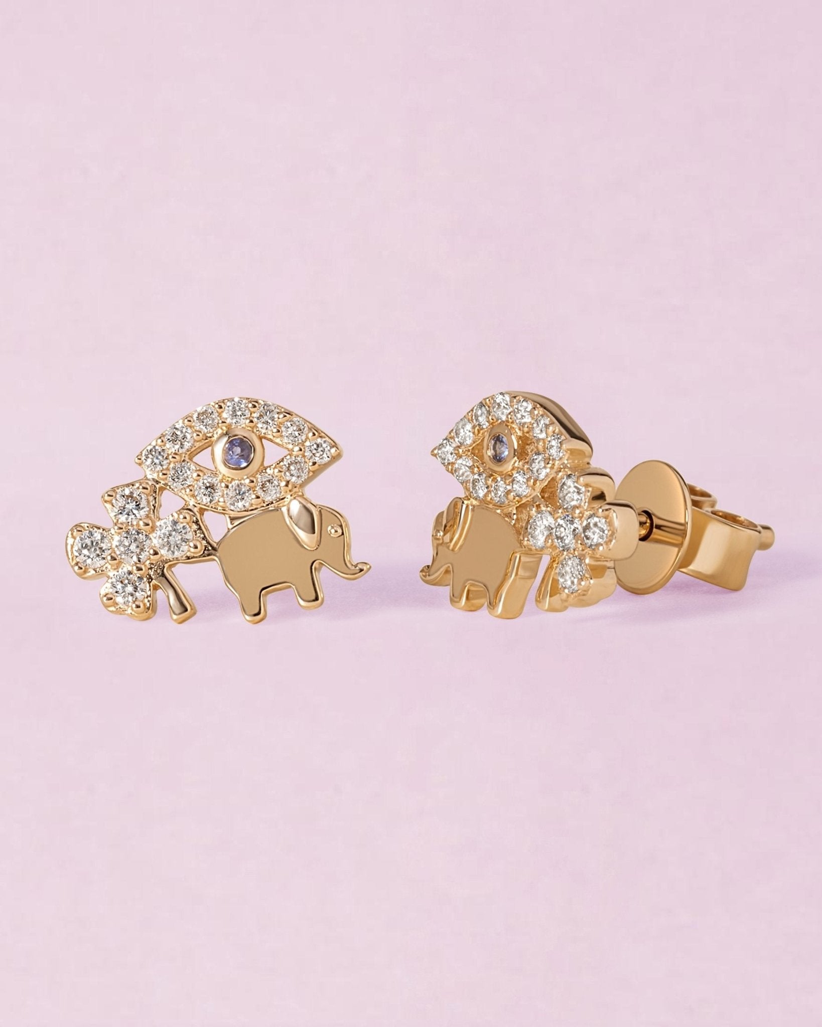 Diamond And Gold Protection Studs - Sparkle Society