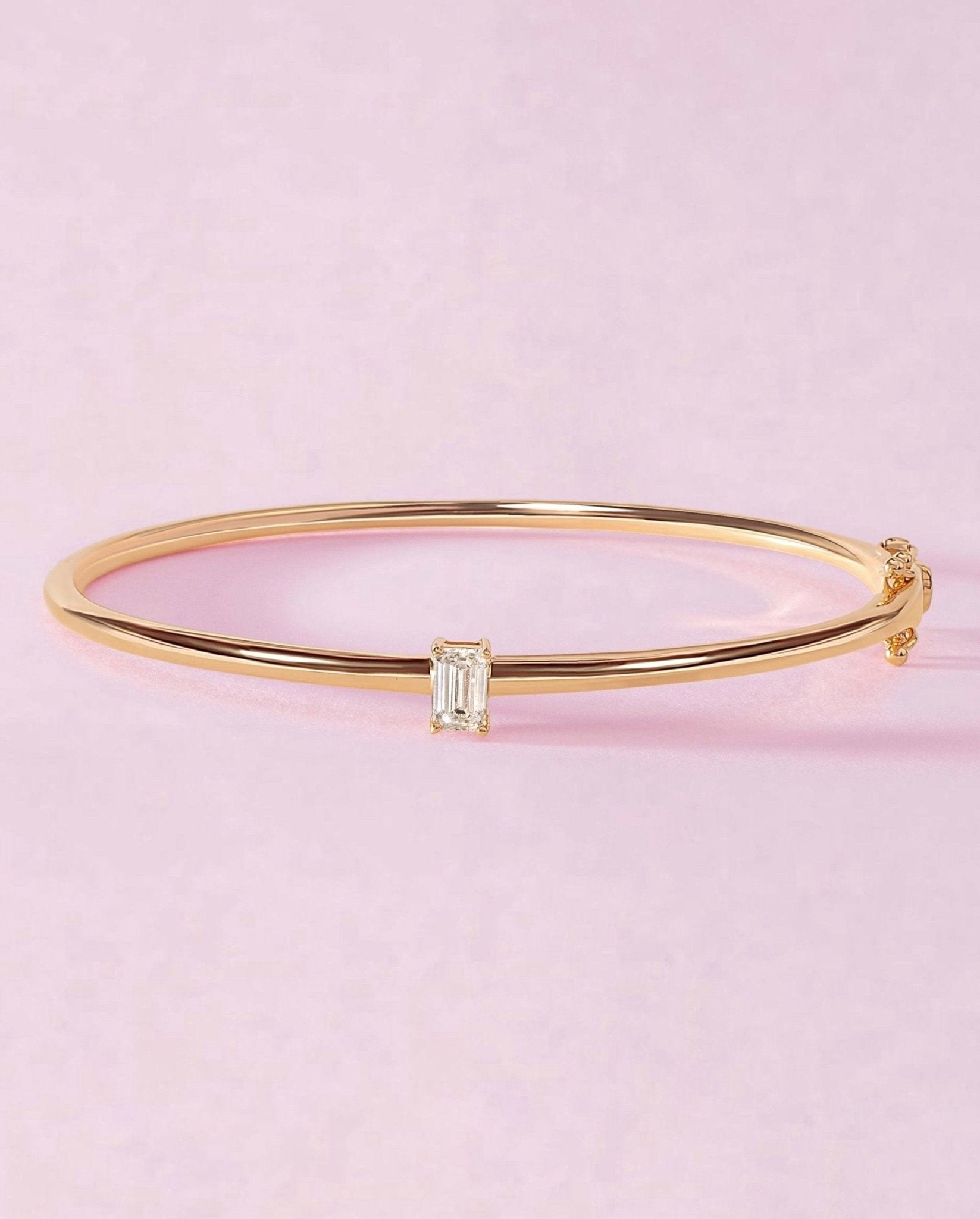 Diamond Baguette Gold Bangle - Sparkle Society