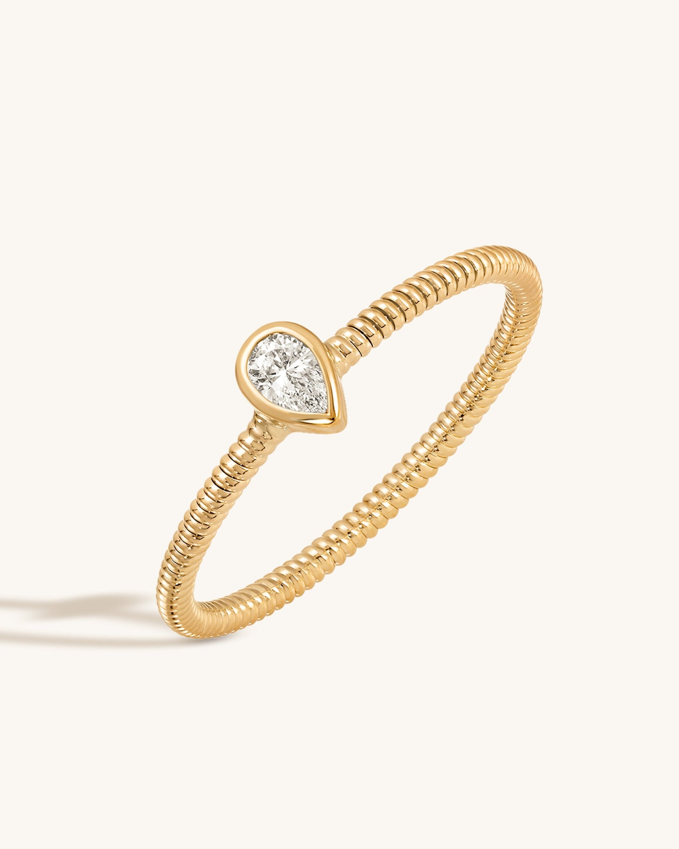 Diamond Bezel Gold Omega Ring - Sparkle Society