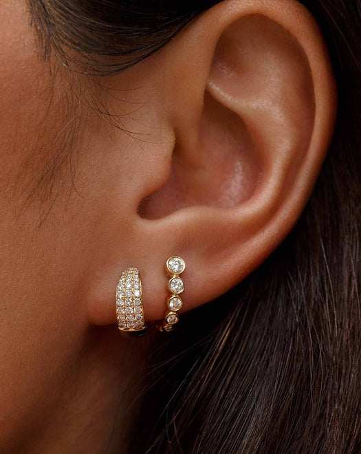 Diamond Bezel J-Earrings - Sparkle Society