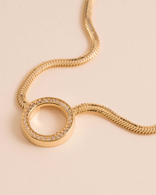 Diamond Circle Snake Chain Necklace - Sparkle Society