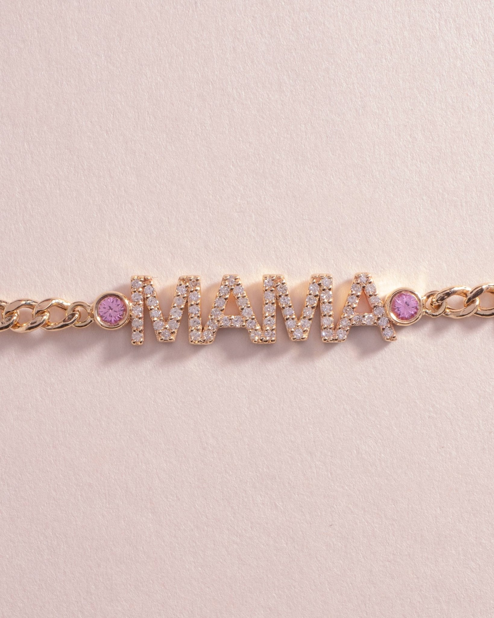 Diamond Custom Name with Bezels On Curb Chain Bracelet - Sparkle Society