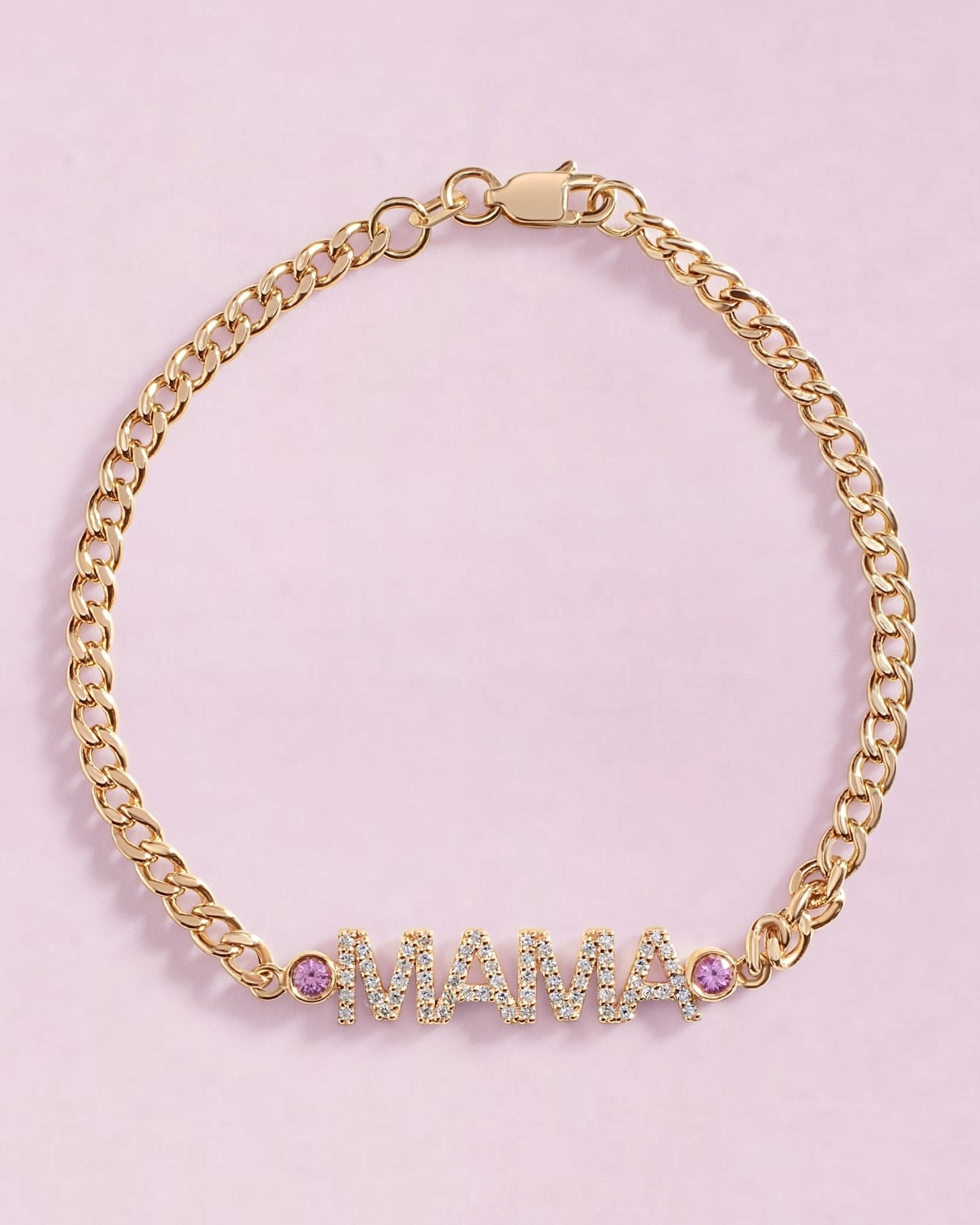 Diamond Custom Name with Bezels On Curb Chain Bracelet - Sparkle Society