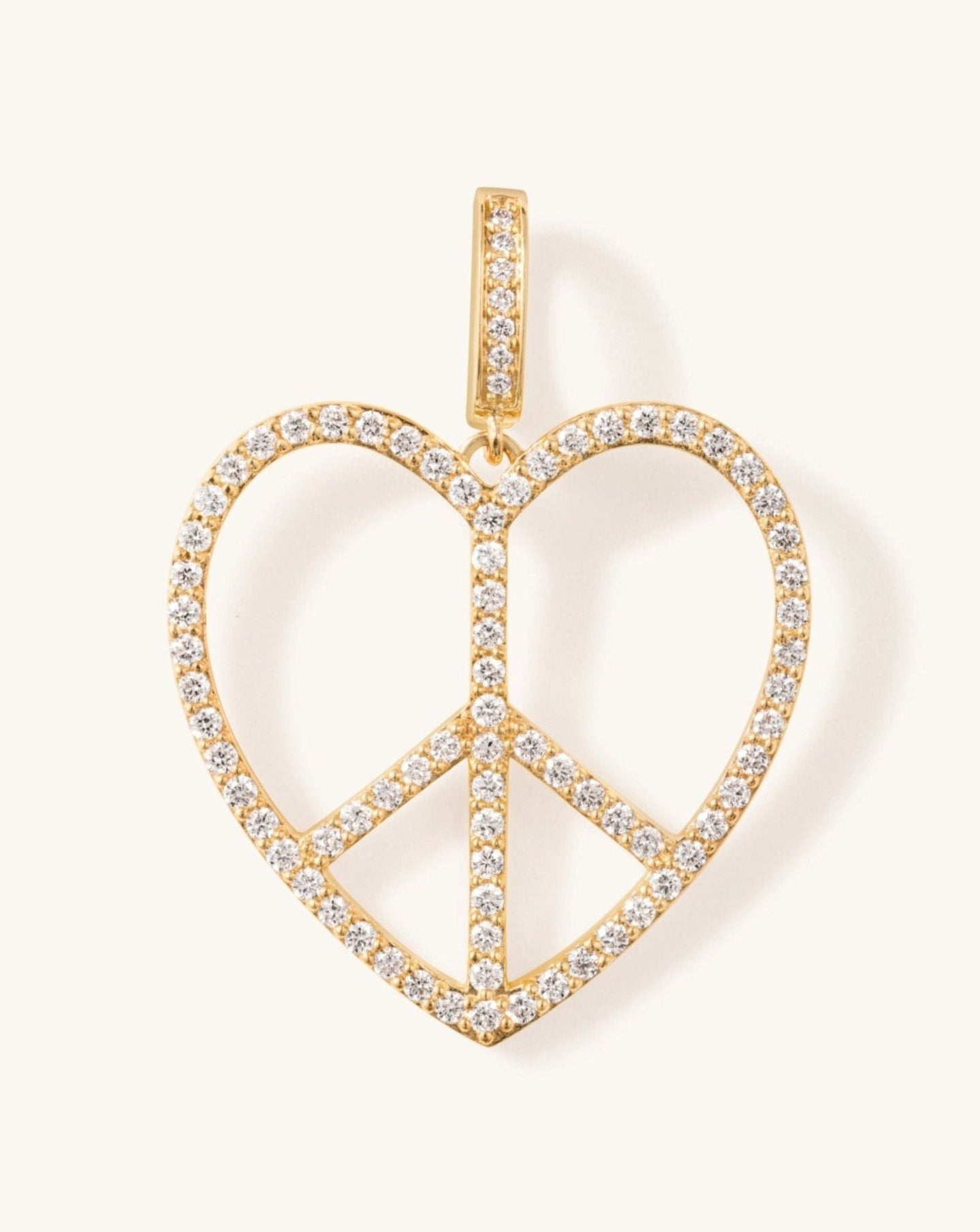 Diamond Cutout Heart Peace Necklace Charm - Sparkle Society