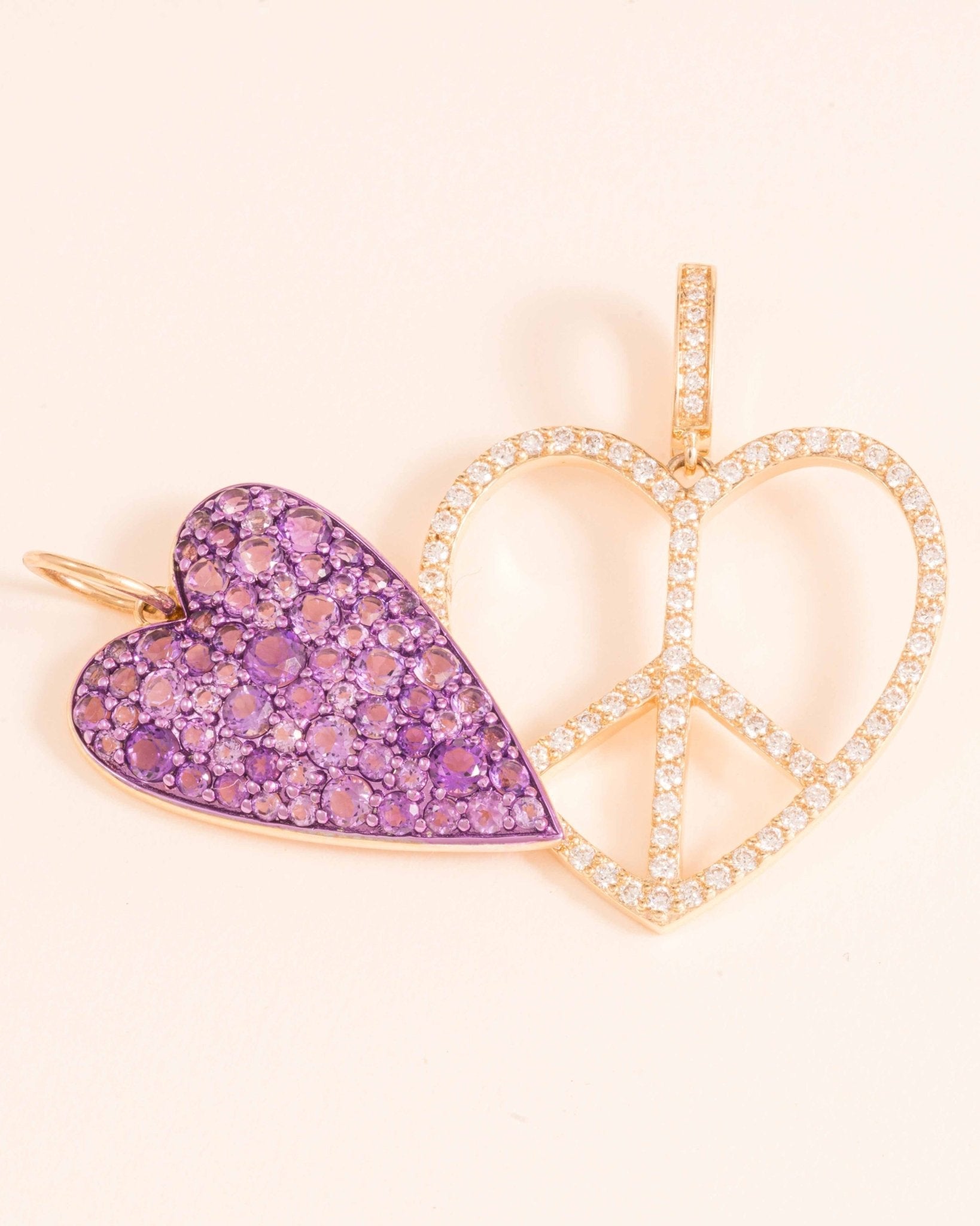 Diamond Cutout Heart Peace Necklace Charm - Sparkle Society