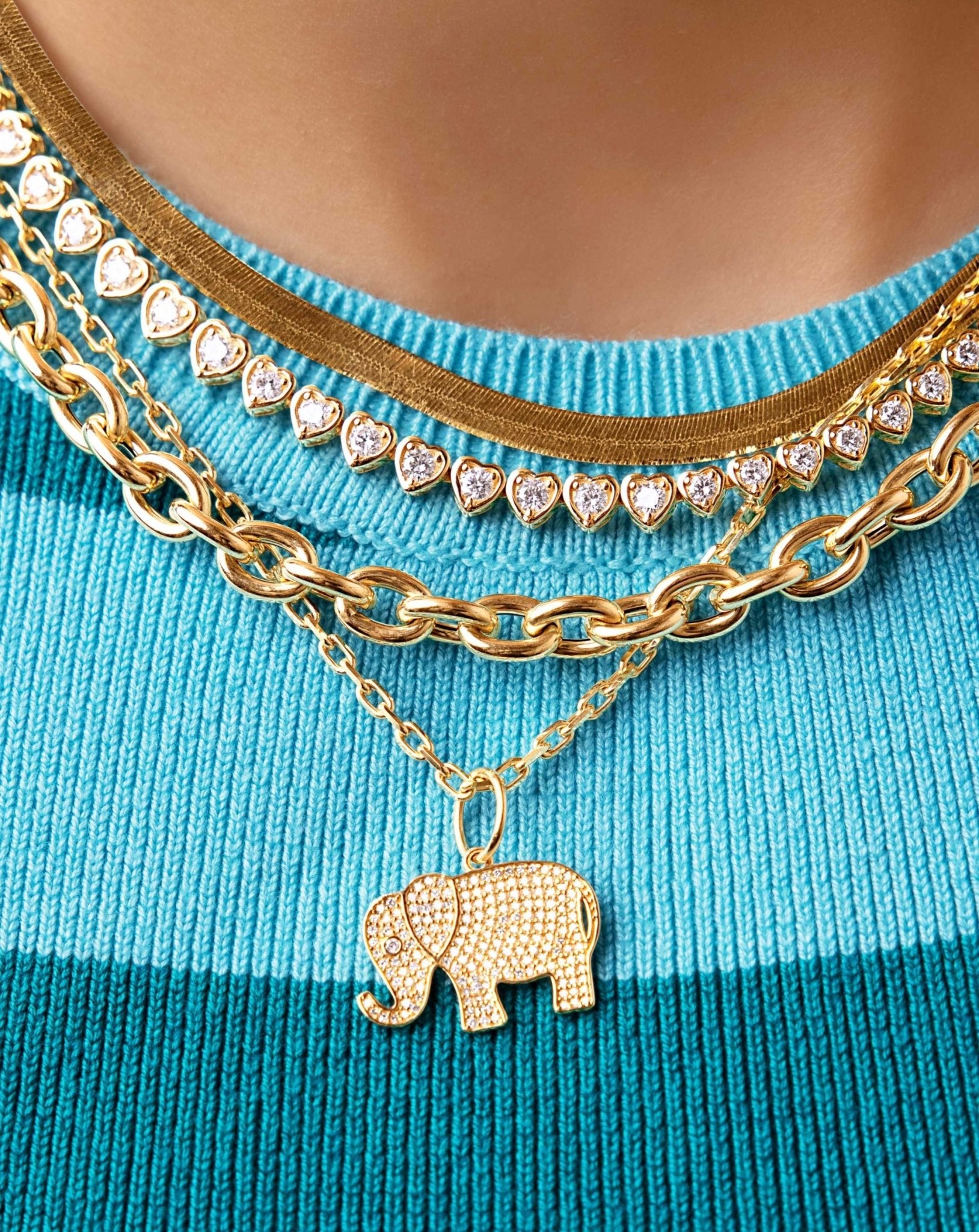 Diamond Elephant Necklace Charm - Sparkle Society