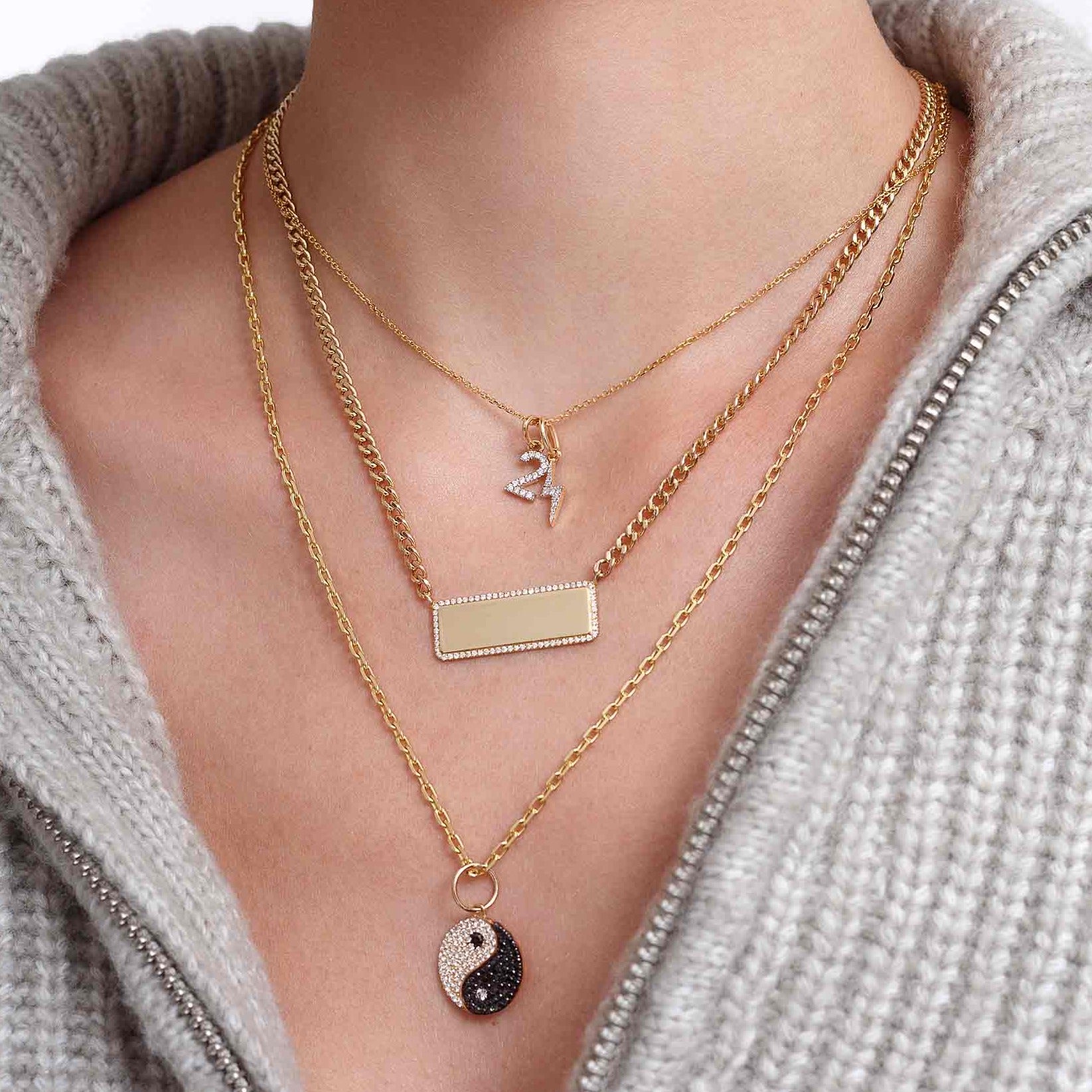rectangular focal diamond curb chain necklace – Theodosia Jewelry