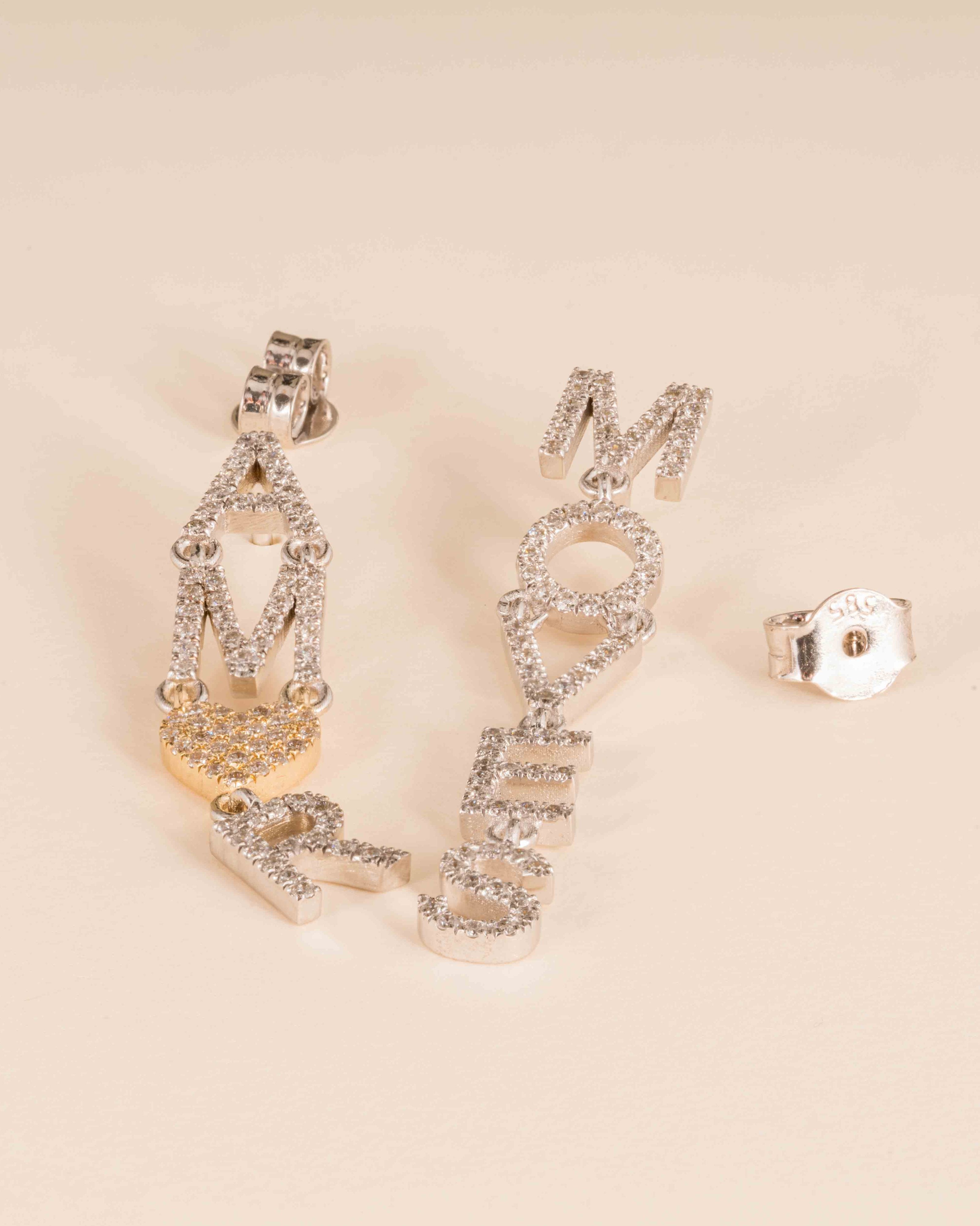 Rhinestone decor letter store drop earrings