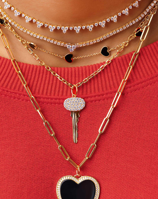 Diamond Key Necklace Charm - Sparkle Society