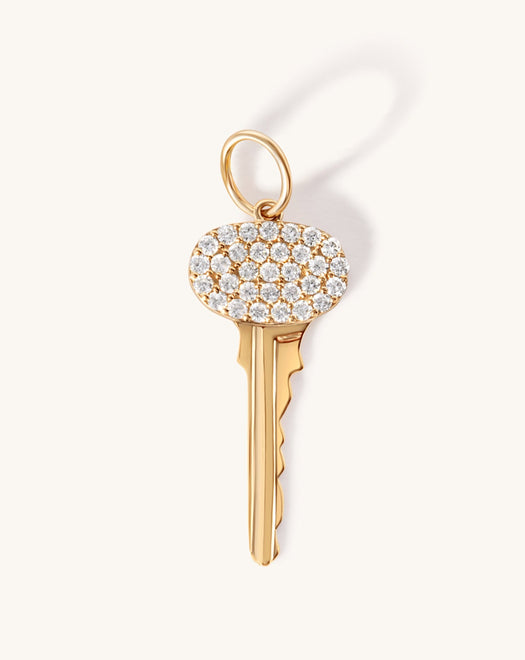 Diamond Key Necklace Charm - Sparkle Society