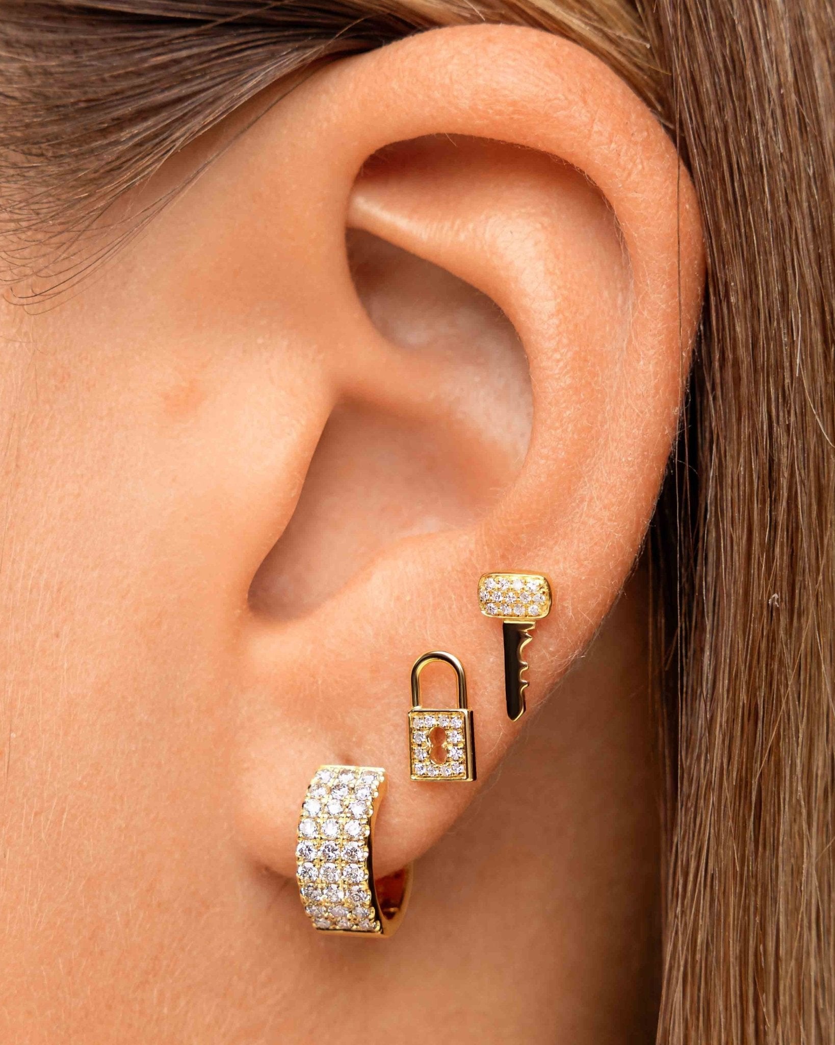 Diamond Lock & Key Studs - Sparkle Society