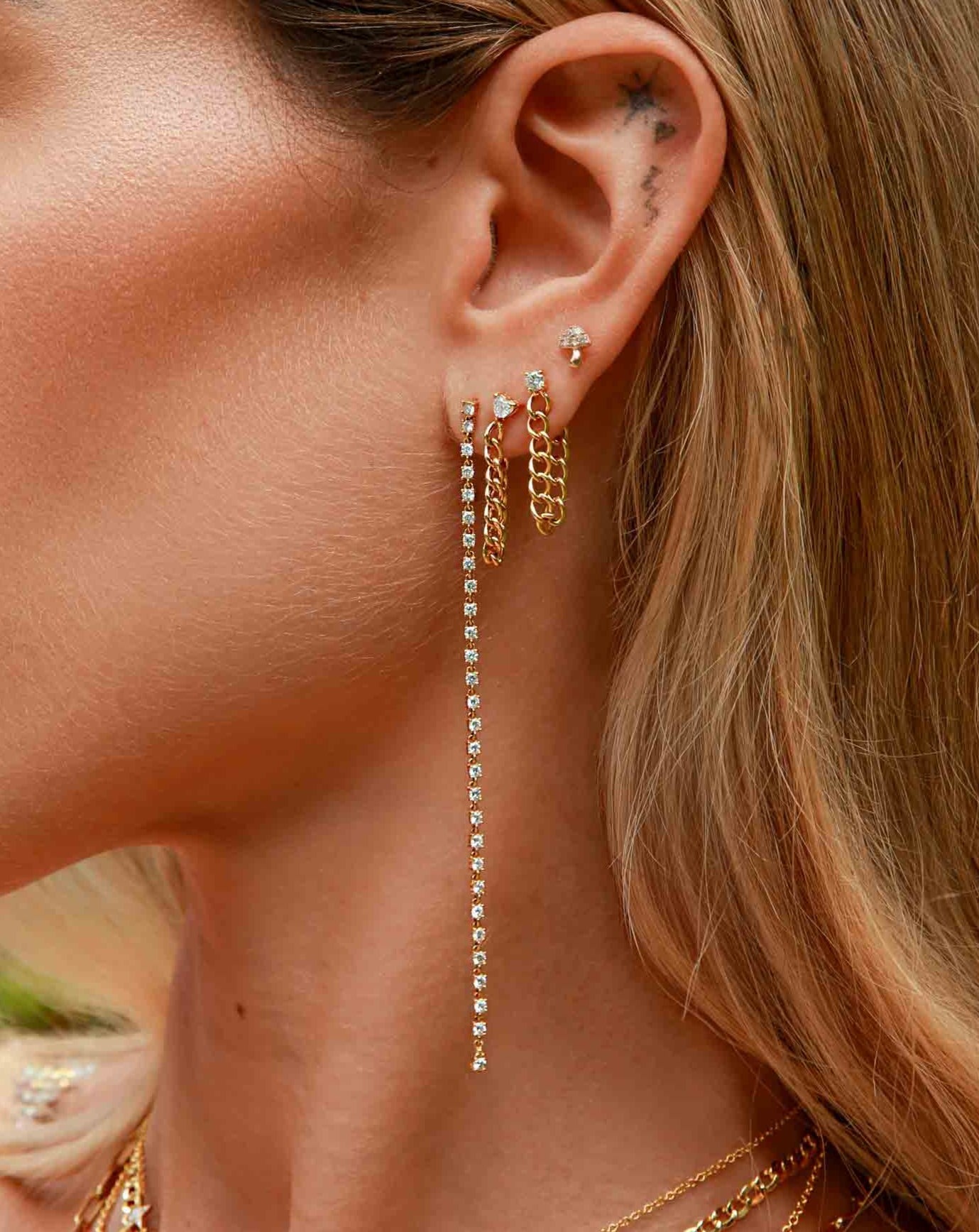 Diamond Long Drop Studs - Sparkle Society