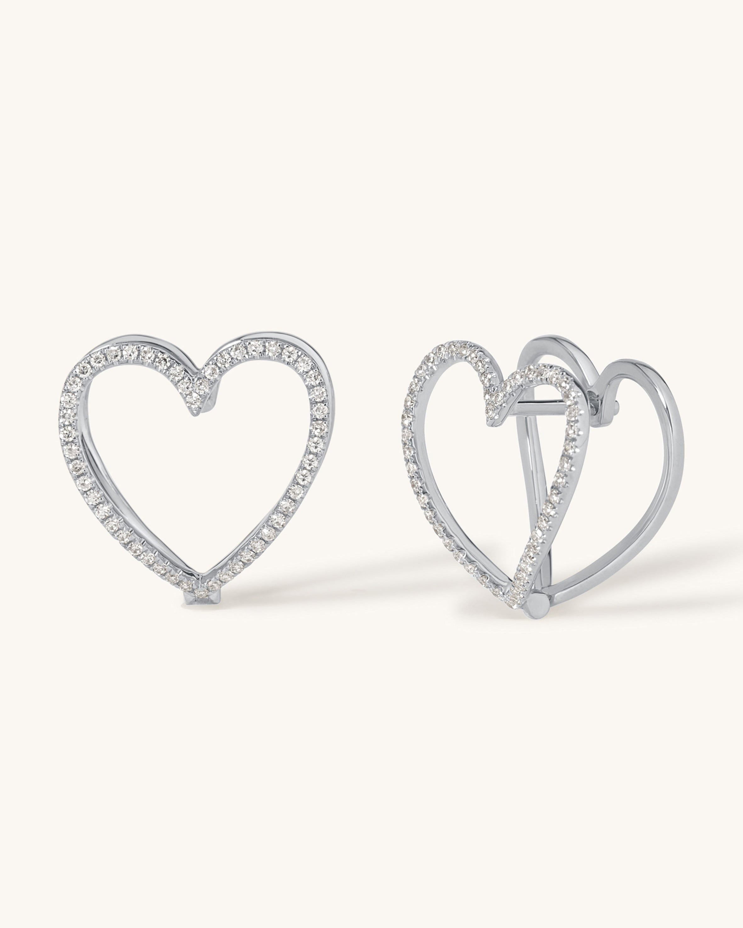 Diamond Open Heart Clip On Post Earrings - Sparkle Society