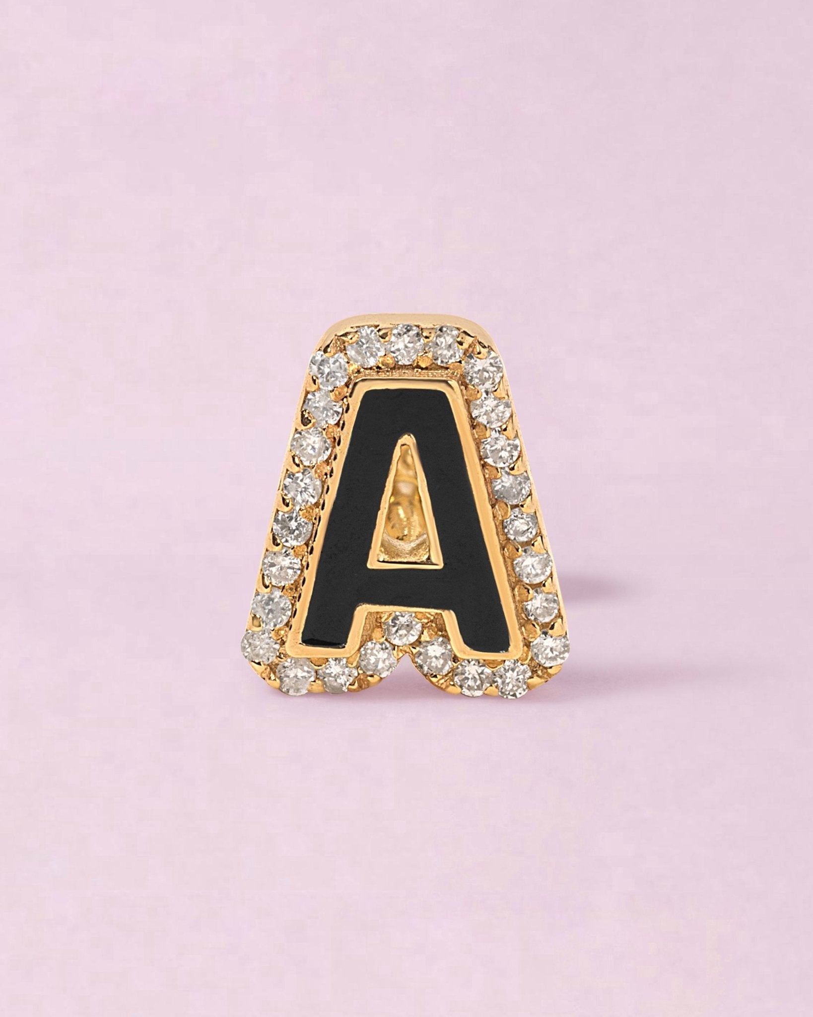 Diamond Outline Enamel Initial Studs - Sparkle Society