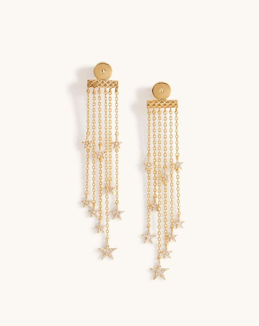 Diamond Star Chain Fringe Earring Jacket - Sparkle Society