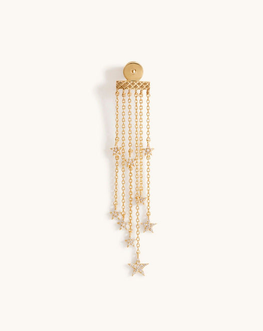 Diamond Star Chain Fringe Earring Jacket - Sparkle Society