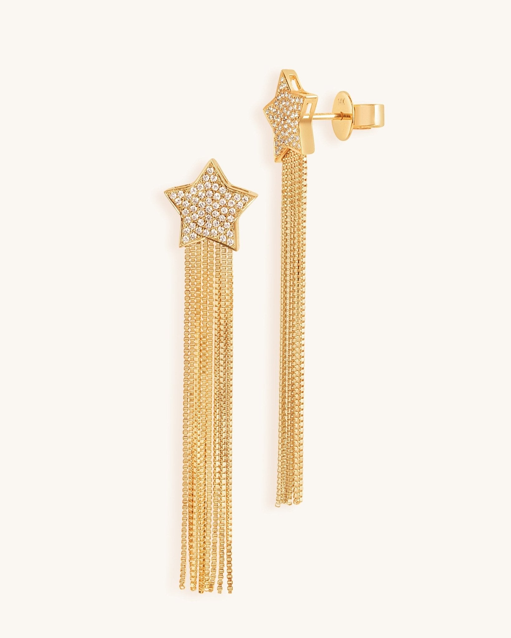 Diamond Star Fringe Stud Earrings - Sparkle Society