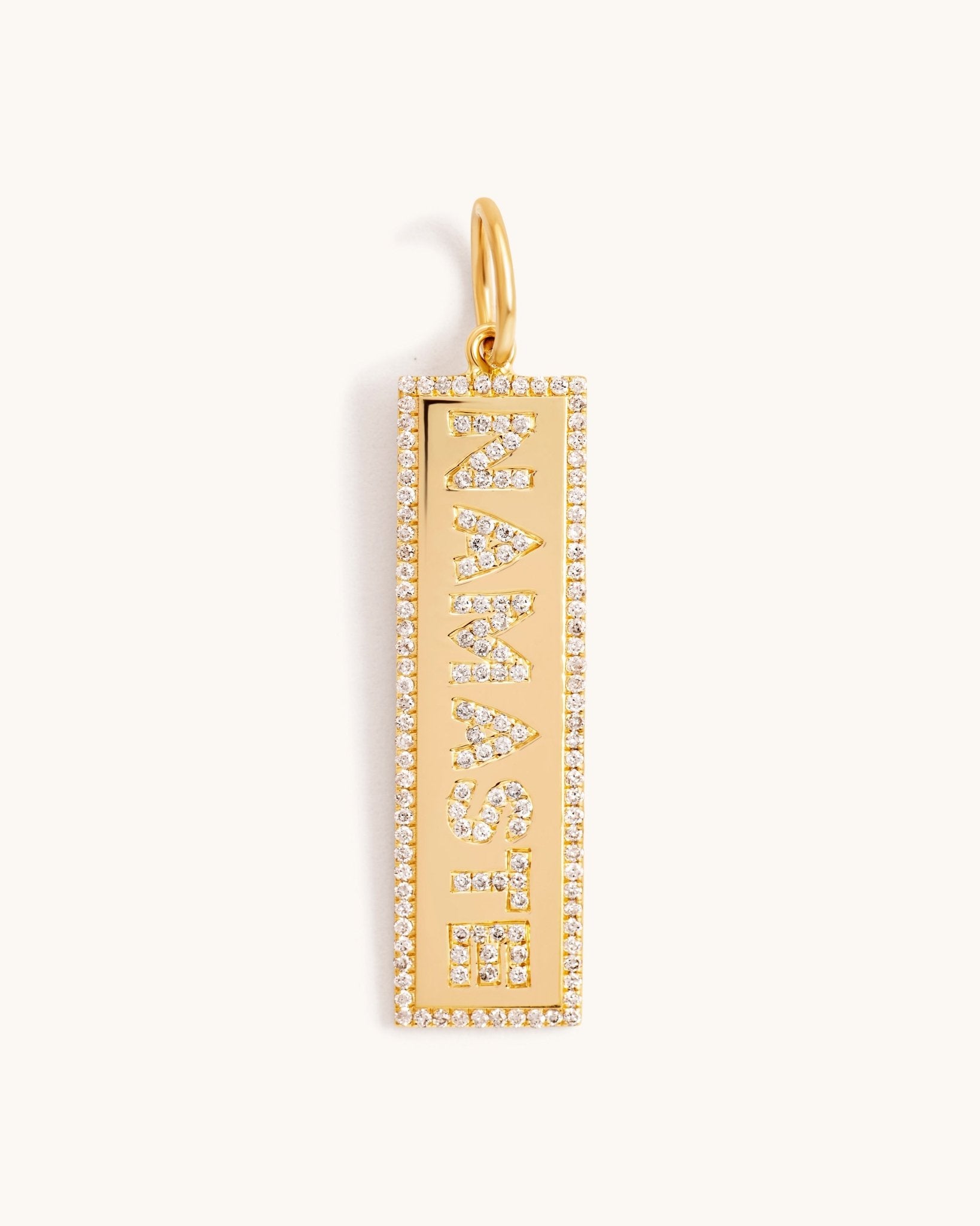 Diamond Vertical Custom Plate Necklace Charm - Sparkle Society