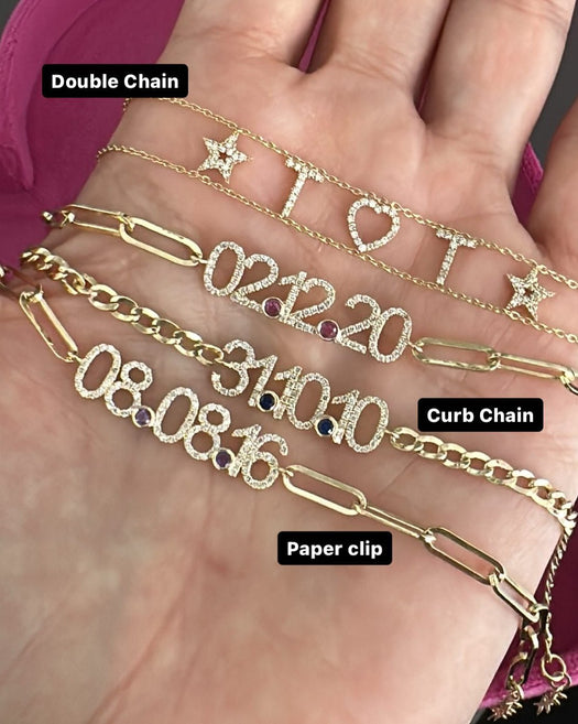 Double Chain Diamond Custom Bracelet - Sparkle Society
