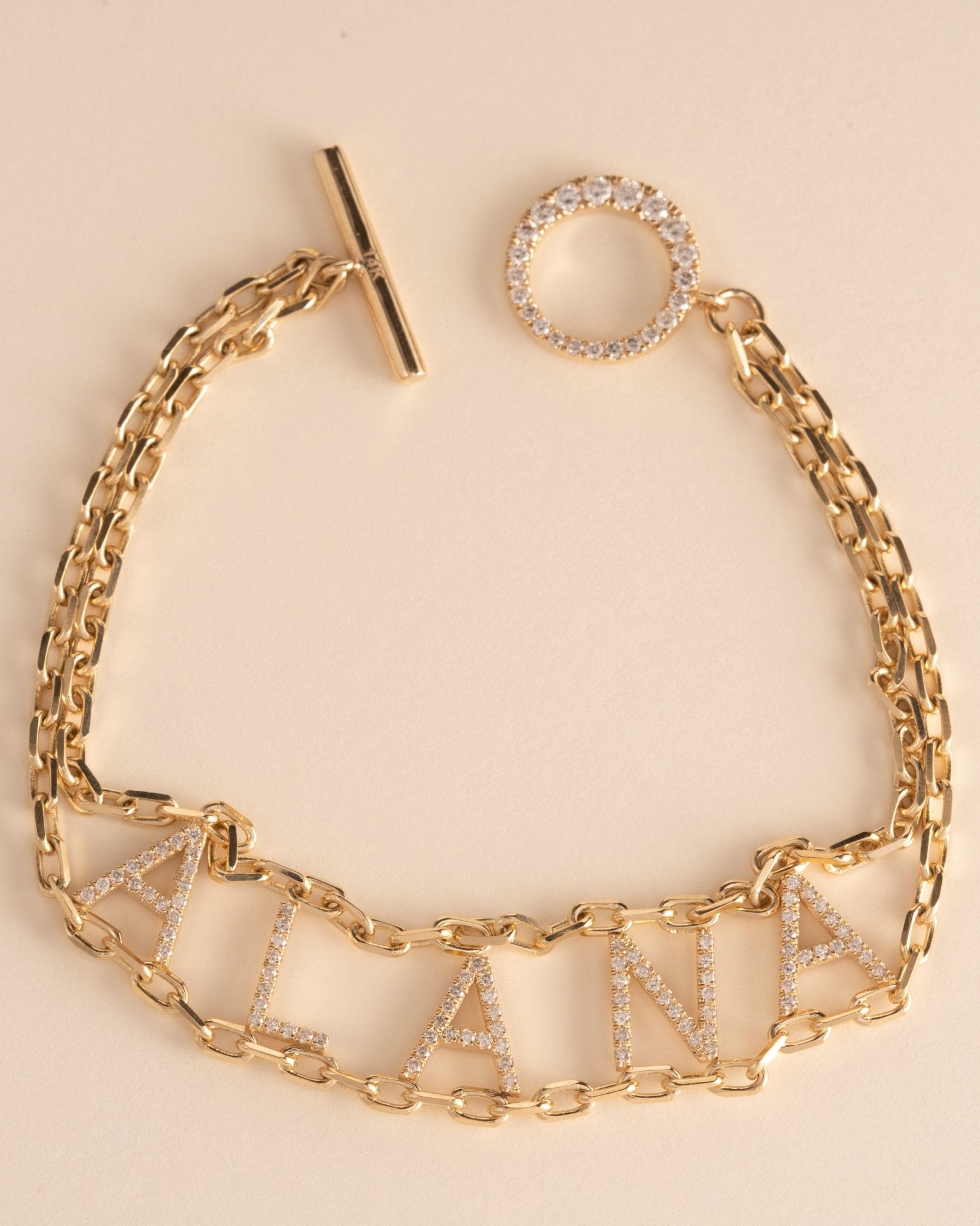 Double Chain Diamond Name Bracelet - Sparkle Society