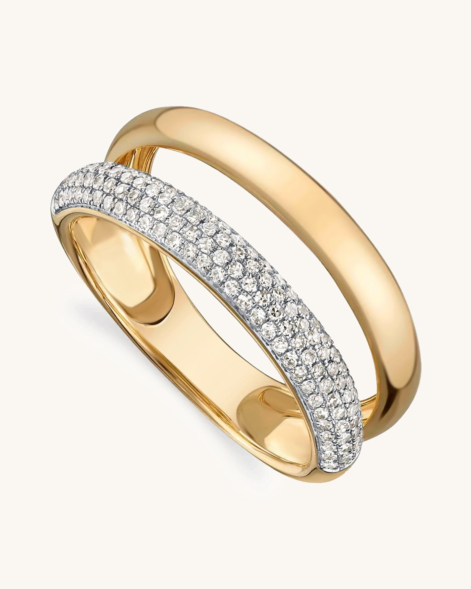 Double Row Gold And Diamond Open Ring - Sparkle Society