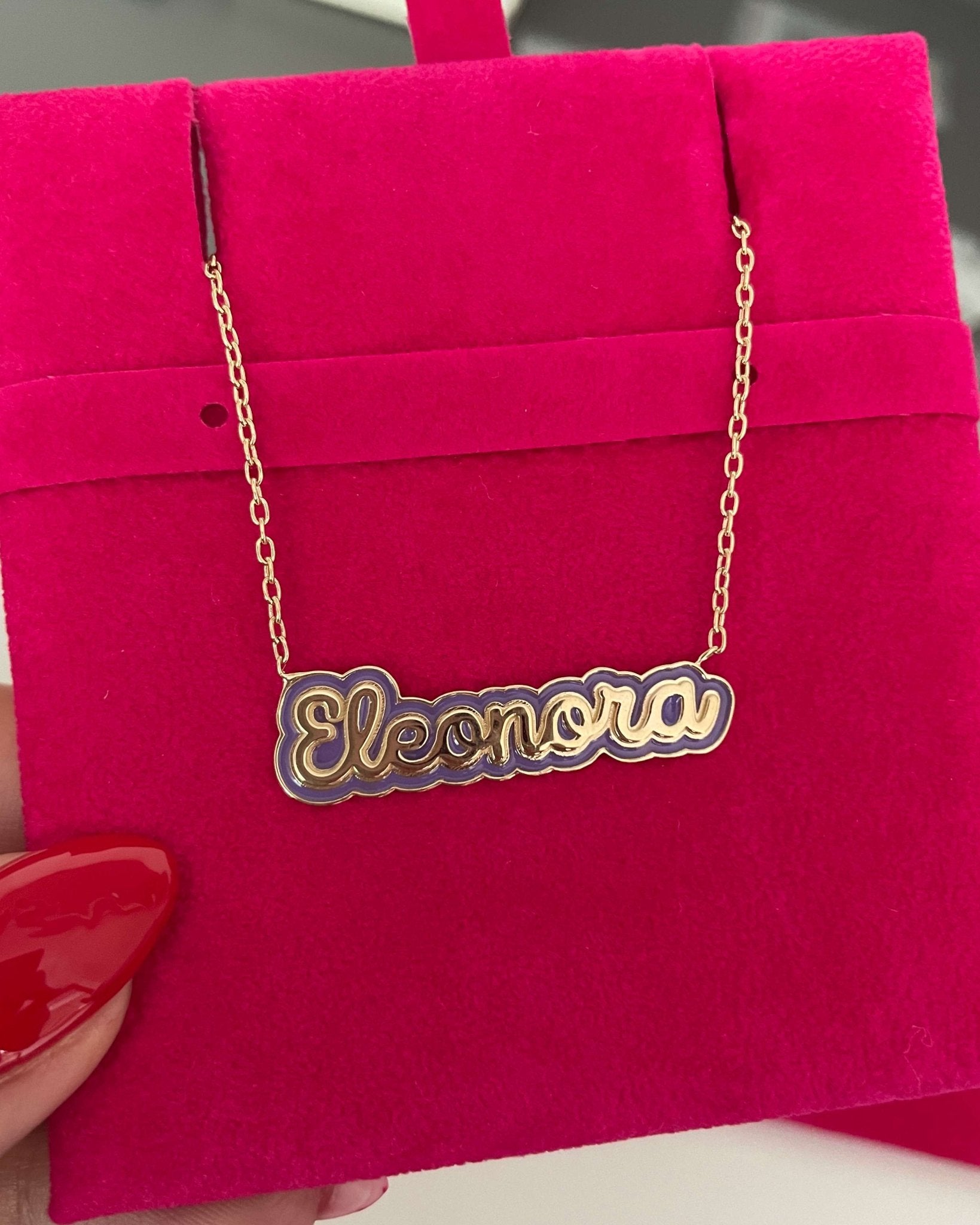 Enamel Gold Name Chain Necklace - Sparkle Society