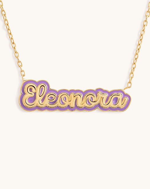 Enamel Gold Name Chain Necklace - Sparkle Society