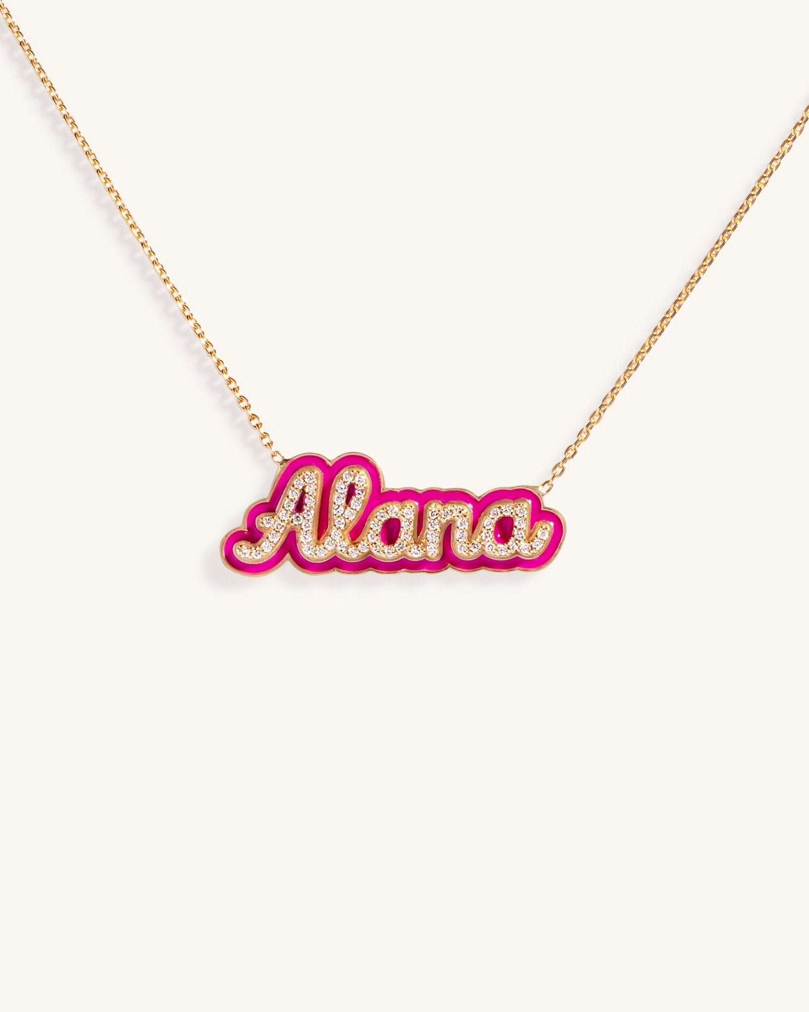 Enamel Outline Script Name Necklace - Sparkle Society